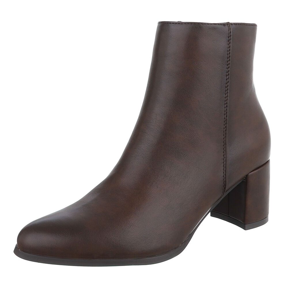 Ital-Design Damen Stiefelette mit Blockabsatz und Reißverschluss Stiefelette (92699385) Blockabsatz Stiefeletten in Braun