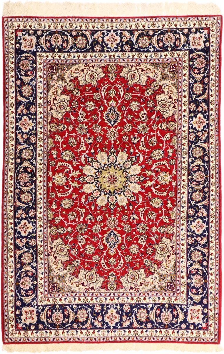 Orientteppich Isfahan Seidenkette 165x239 Handgeknüpfter Orientteppich, Nain Trading, rechteckig, Höhe: 6 mm