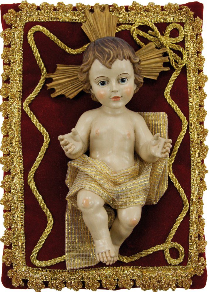 Jesuskind Dekofigur Heiligenfigur Kissen, auf dekoprojekt rot