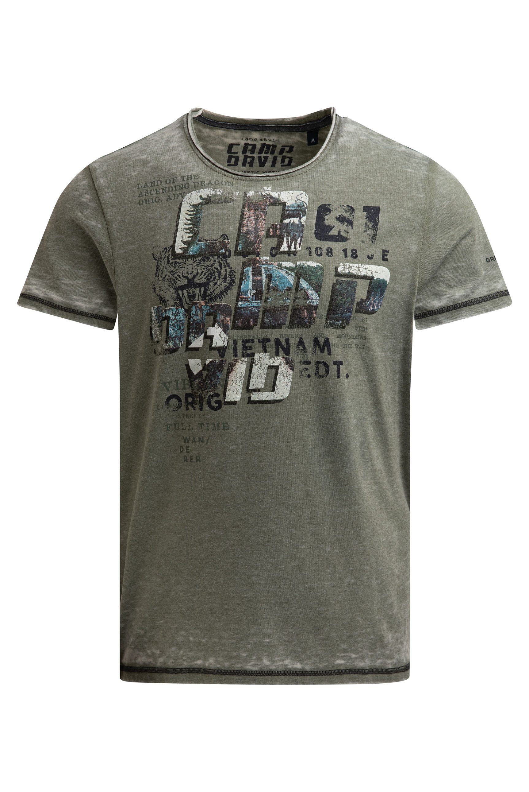 CAMP DAVID Rundhalsshirt mit Ausbrenner-Effekten