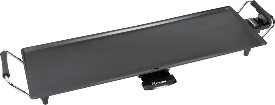 ABP603 Schwarz mit Planchagrillplatte, Teppanyakigrill XL elektrische bestron W, Antihaftbeschichtung, 1000