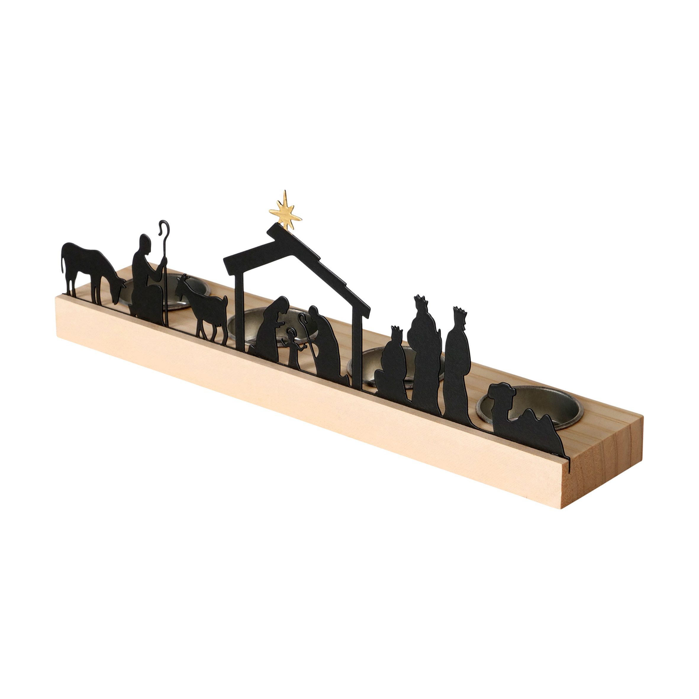 Spetebo Teelichthalter Krippen Figuren schwarz (Kerzenhalter, günstig online kaufen