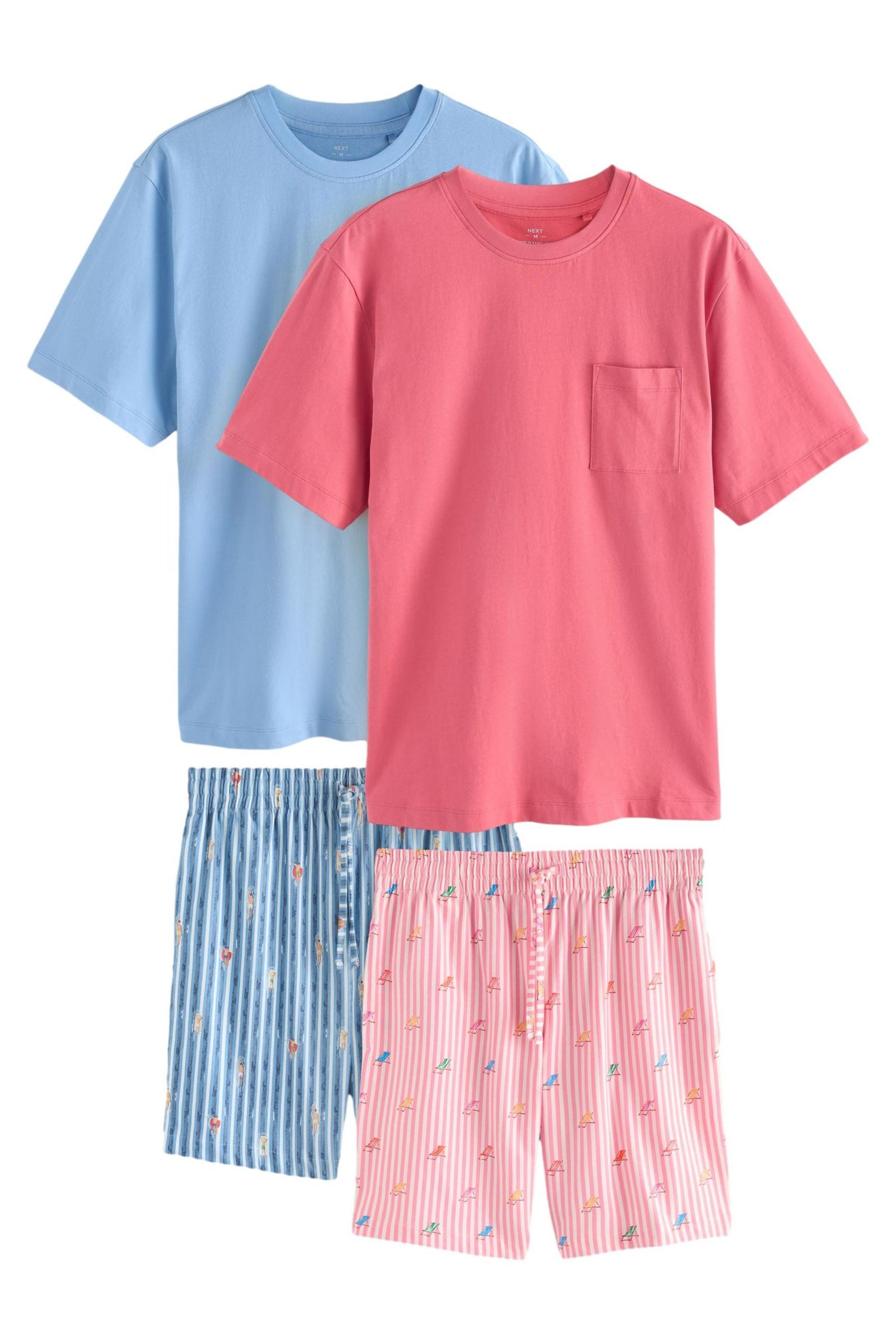 Pyjama Kurzarm-Schlafanzug aus Jersey mit Print, 2er-Pack