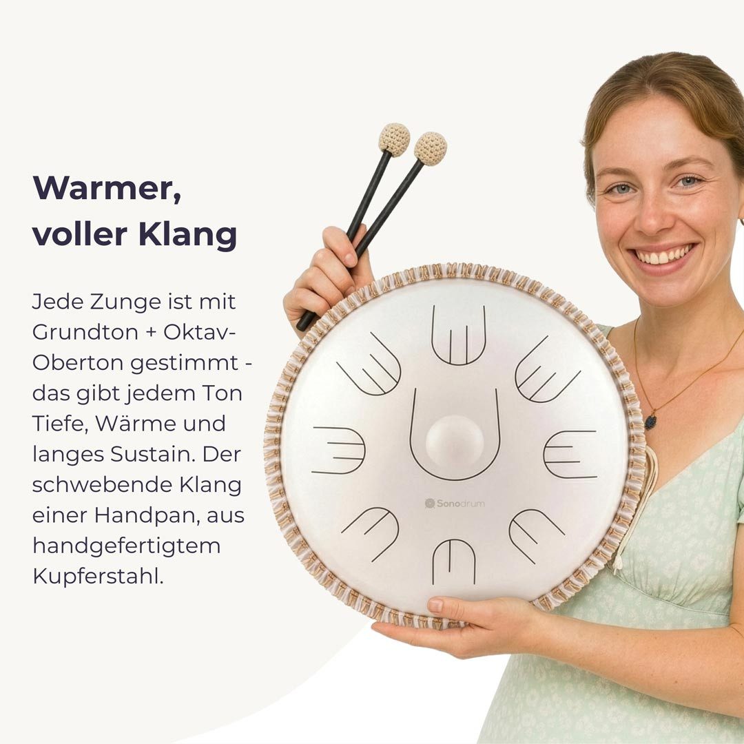 Sonodrum Handpan "Hybrid" - Zungentrommel in D-Kurd mit 9 Tönen - Handpan-Alternative – Bild 5 von 5
