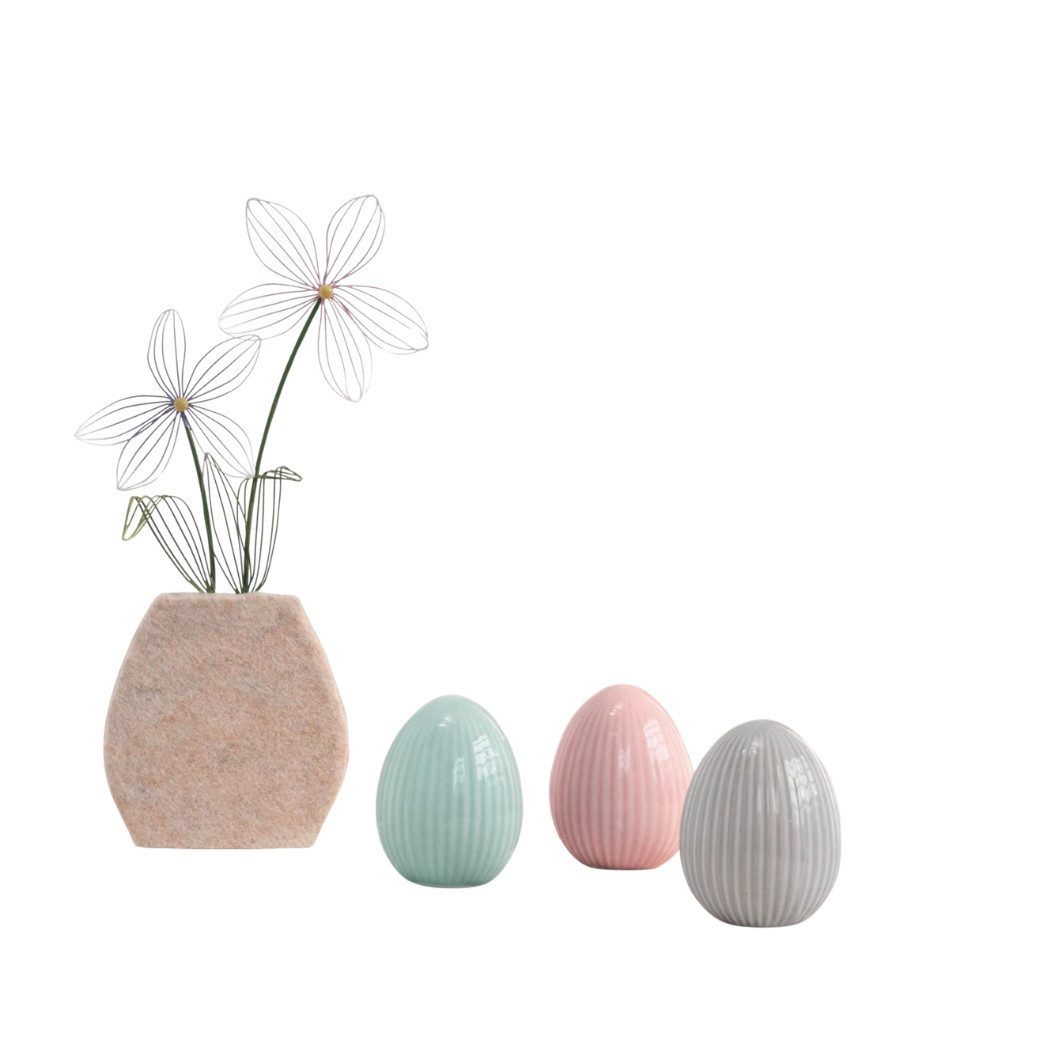Home-trends24.de Osterei Ostereier Pastell Eier Ei Deko Ostern weiß blau rosa 3er-Set (3 St)