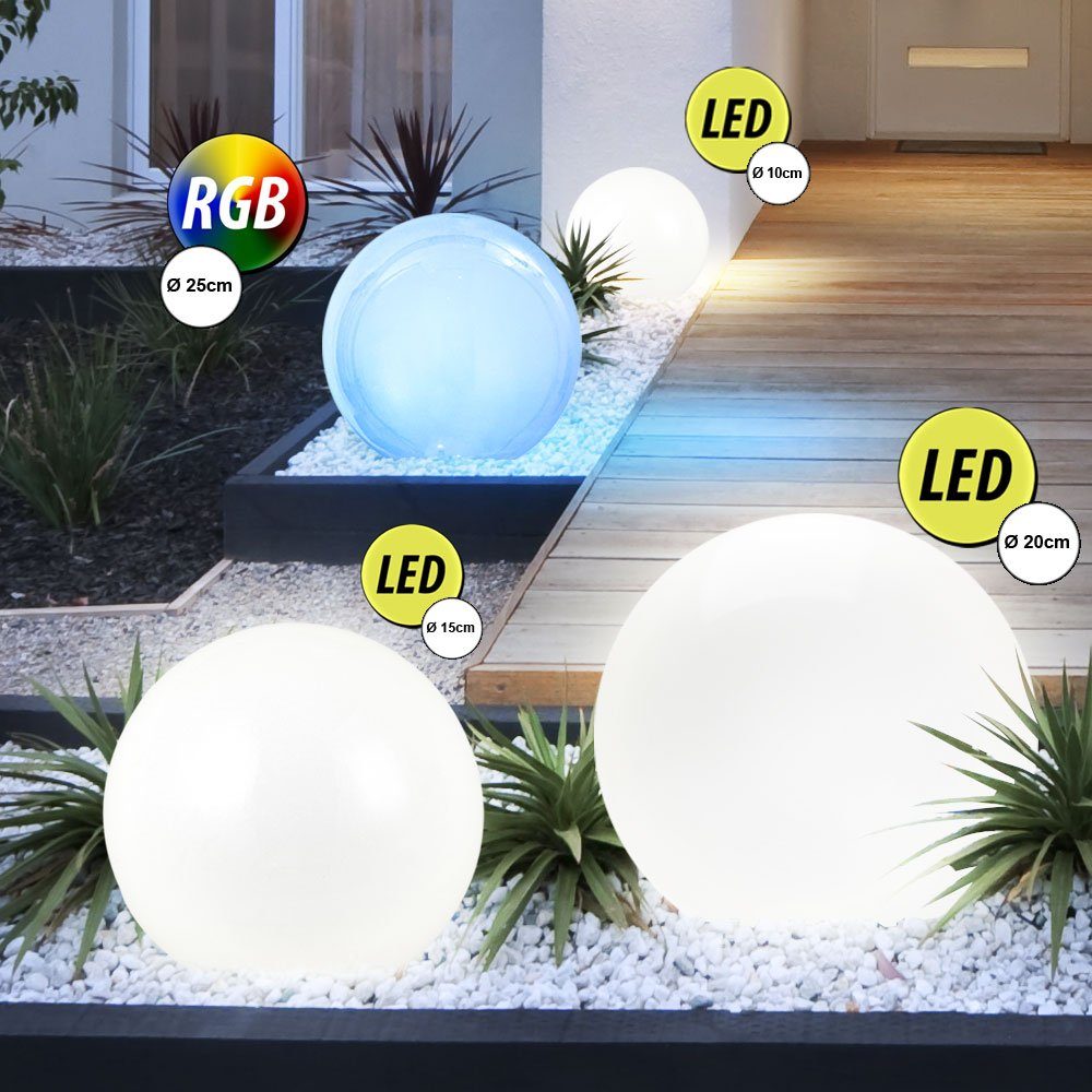 Farbwechsel Garten etc-shop 4er RGB LED-Leuchtmittel Set Erdspieß Gartenleuchte, LED LED verbaut, Leuchten fest Steck Weg Kugel