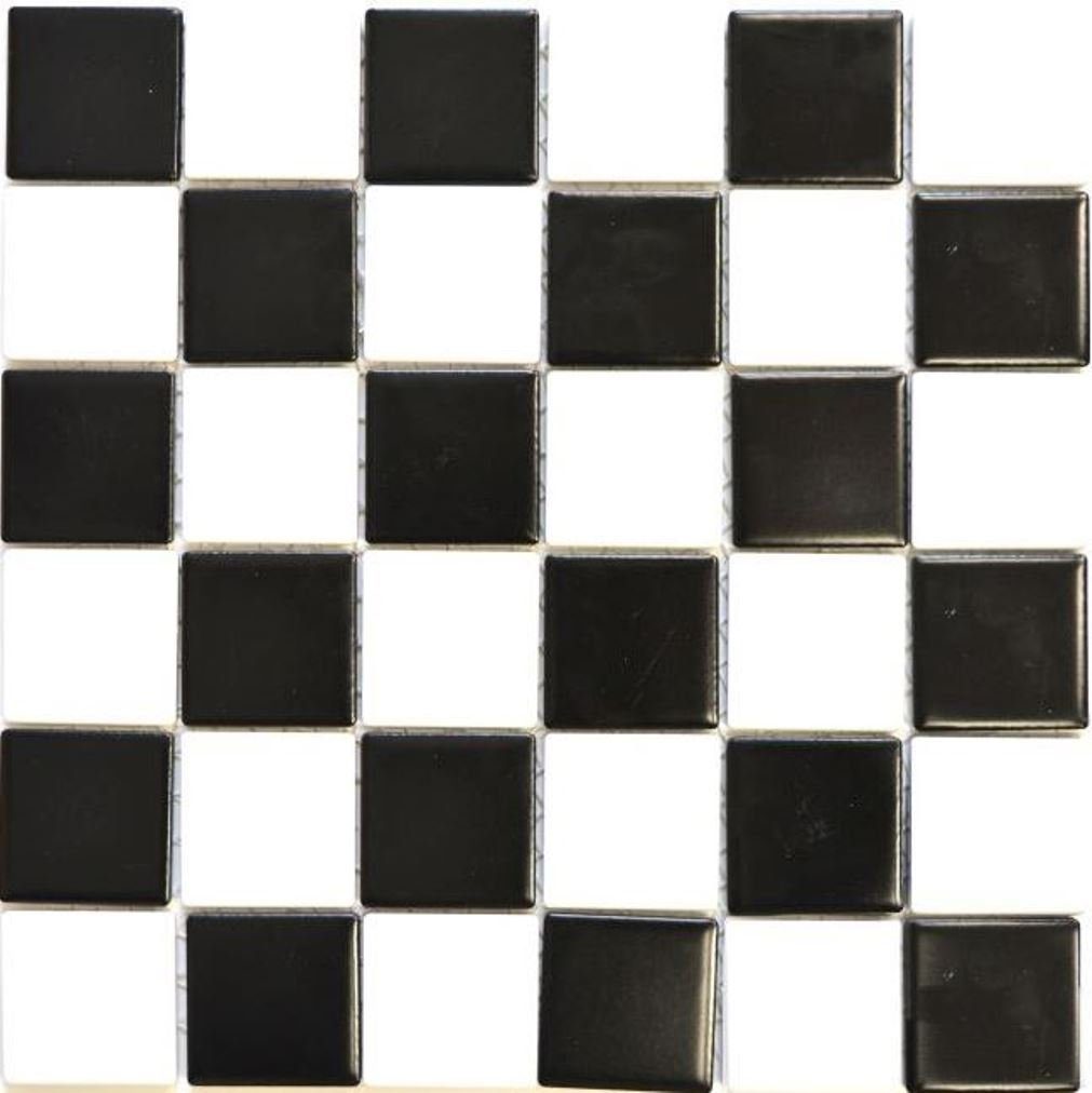 Mosani Mosaikfliesen Keramik Mosaik Fliese weiß schwarz matt Fliesenspiegel