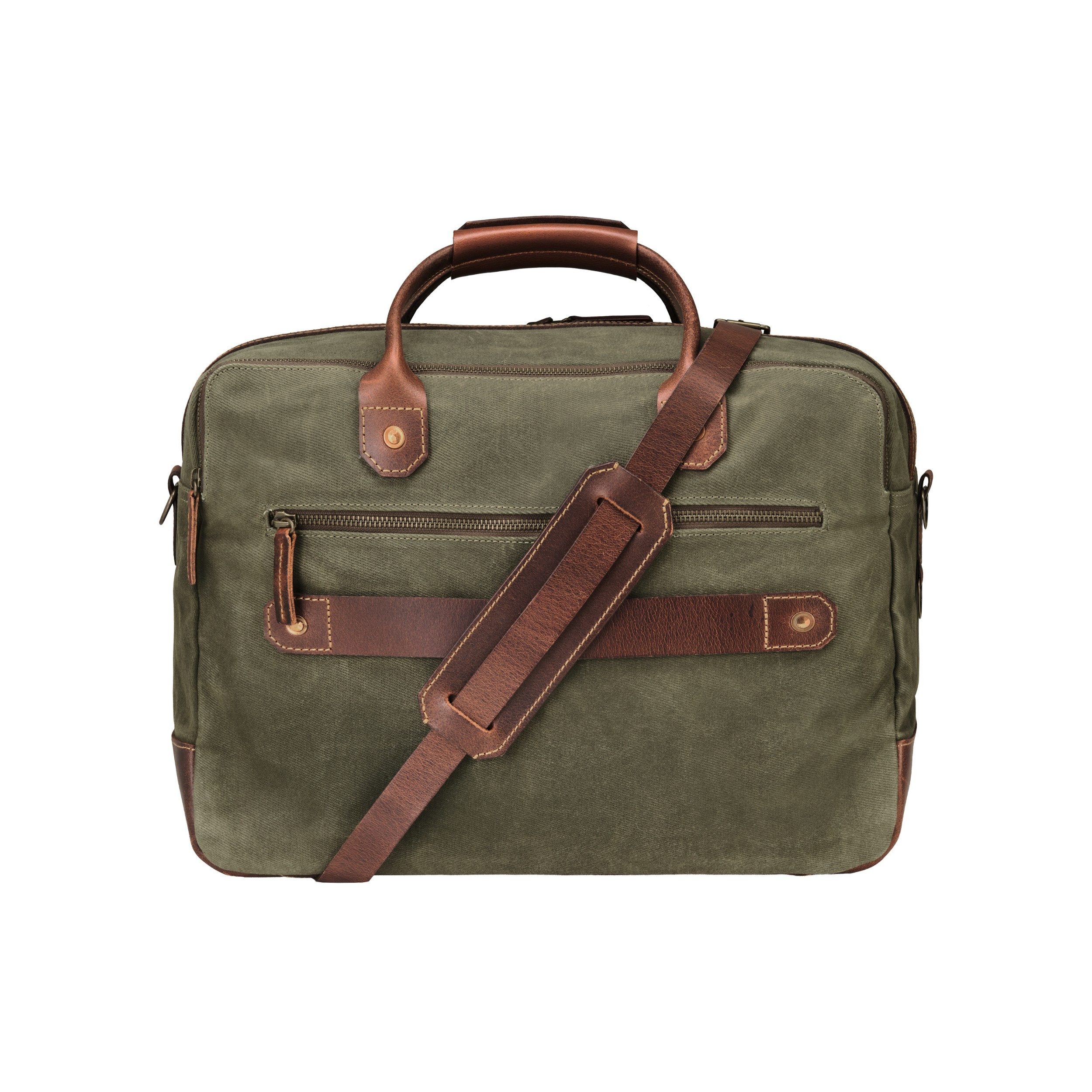 DRAKENSBERG Reisetasche 48h Reisetasche »Mason« Wald-Grün, große Aktentasche für Geschäftsreisen aus gewachstem Canvas und Leder