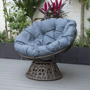 PureHaven Gartenlounge-Sessel 92x80x80,5 cm aus Rattan Rundkissen drehbar 360 Grad