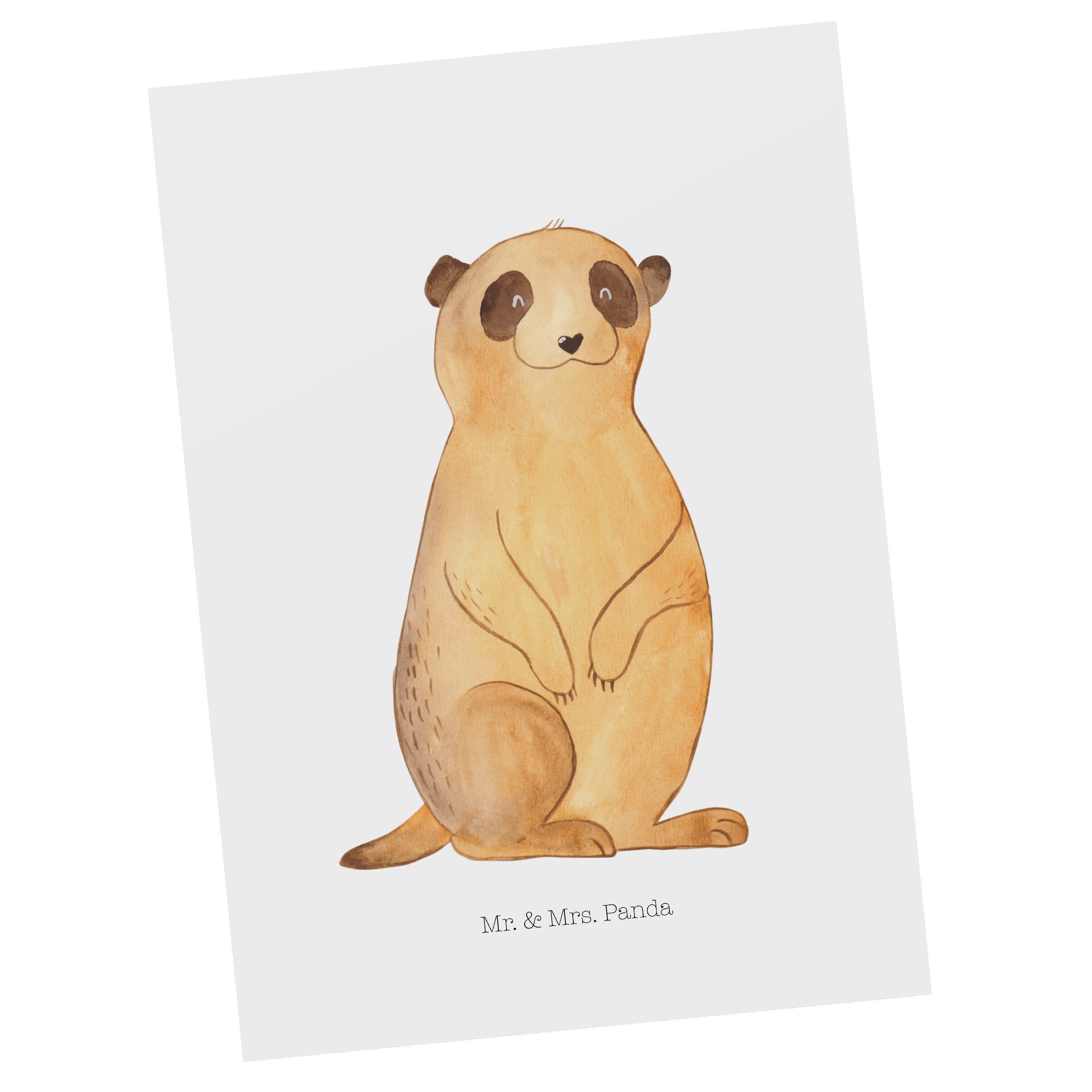 Mr. & Erdmännchen Mrs. - - Geschenk, Wildtiere, Spruch, Postkarte Dankeskarte, Afrika Panda Weiß