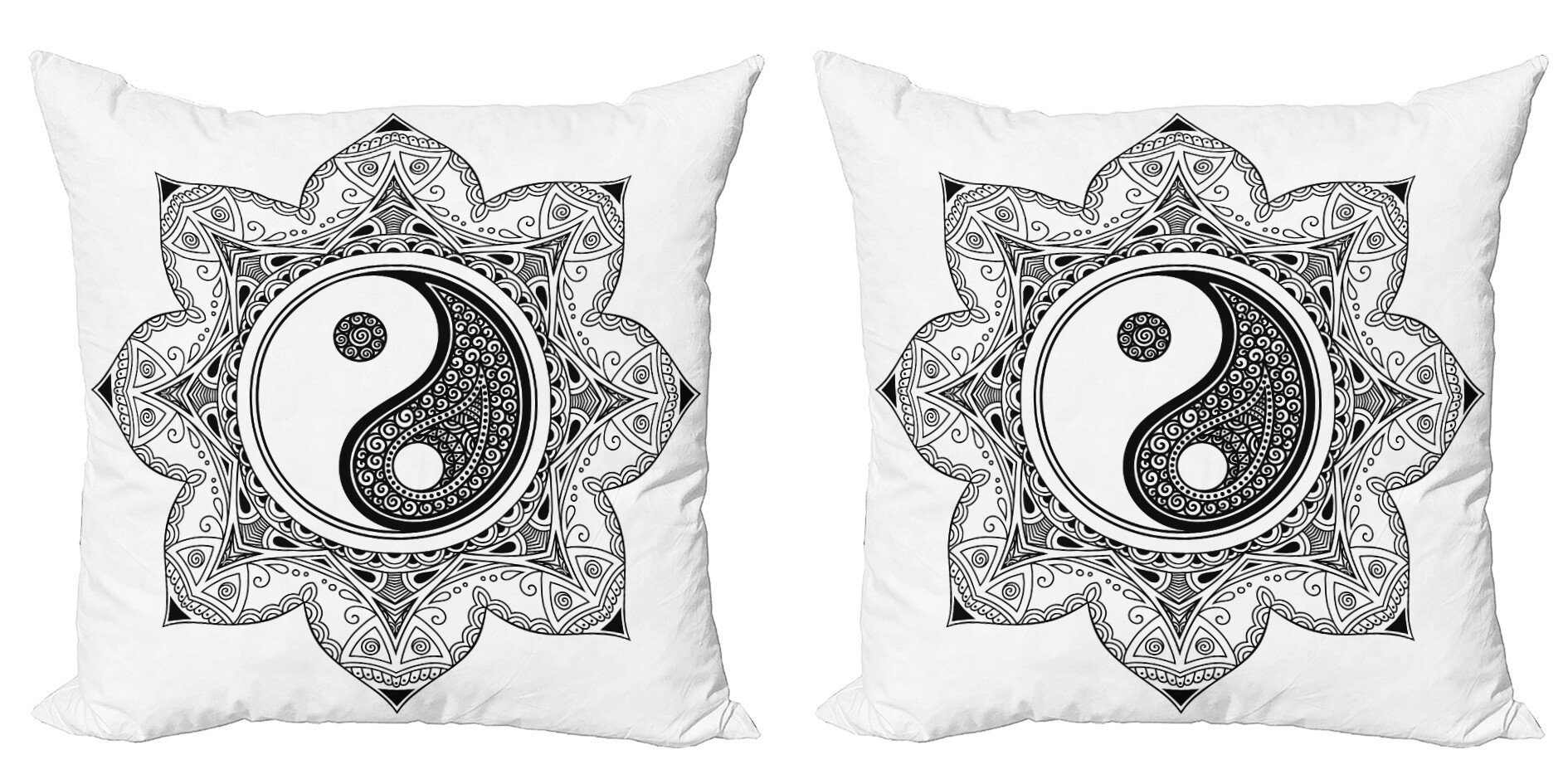Kissenbezüge Modern Accent Doppelseitiger Digitaldruck, Abakuhaus (2 Stück), Zen Mehndi Mandala Blumenkunst