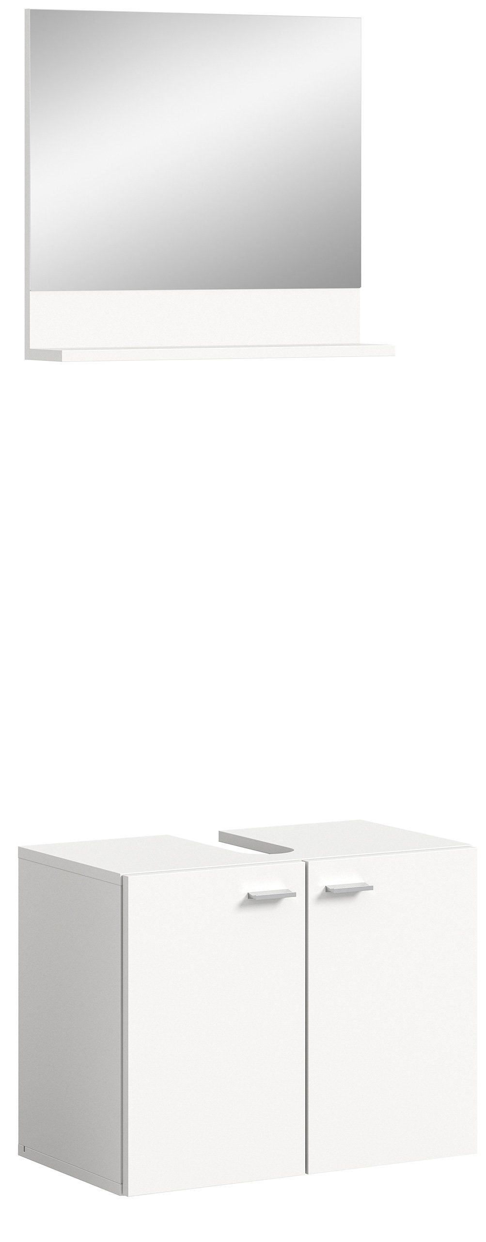 Newroom Badezimmer-Set Weiß 57 cm, Badezimmer-Set Weiß Badezimmermöbel Badezimmer Set Modern Zeitlos...
