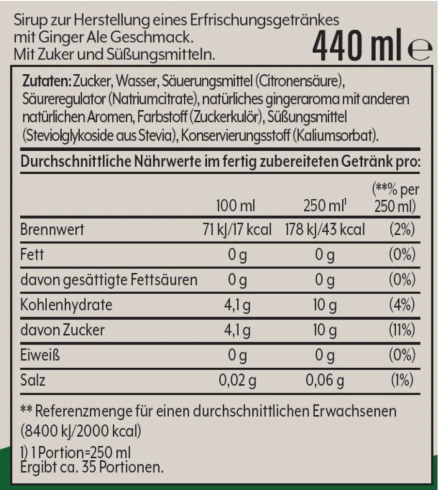 SodaStream Getränkespender Sodastream Sirup Ginger Ale 440ml