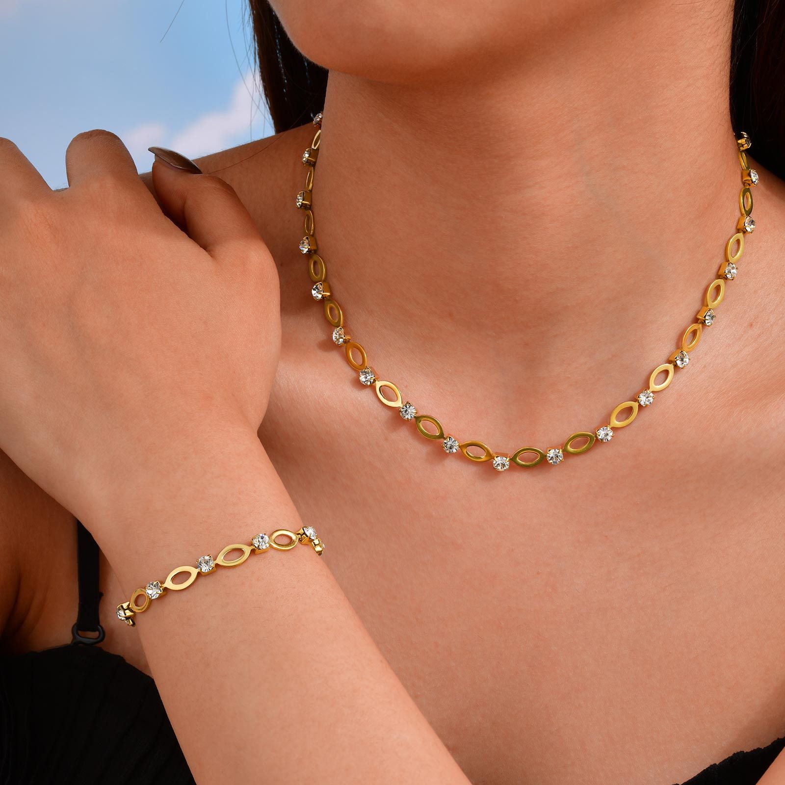 KARMA Schmuckset Halskette & Armband Gold günstig online kaufen