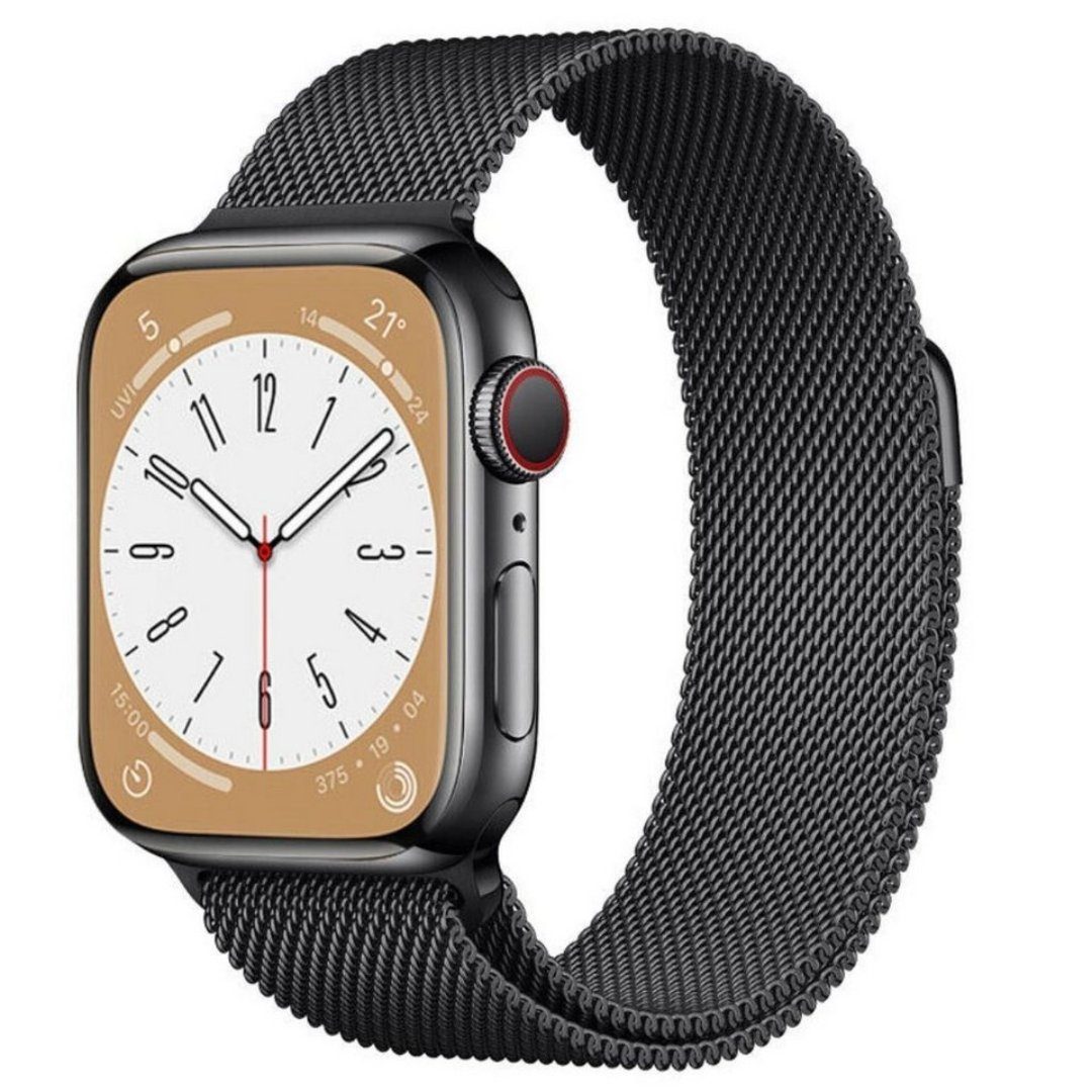 SmartUP Smartwatch-Armband für Apple Watch 11-1 / SE Ultra Metall Milanese Edelstahl Ersatzband, kompatibel mit allen Apple Watch Modellen, rostfreier Edelstahl