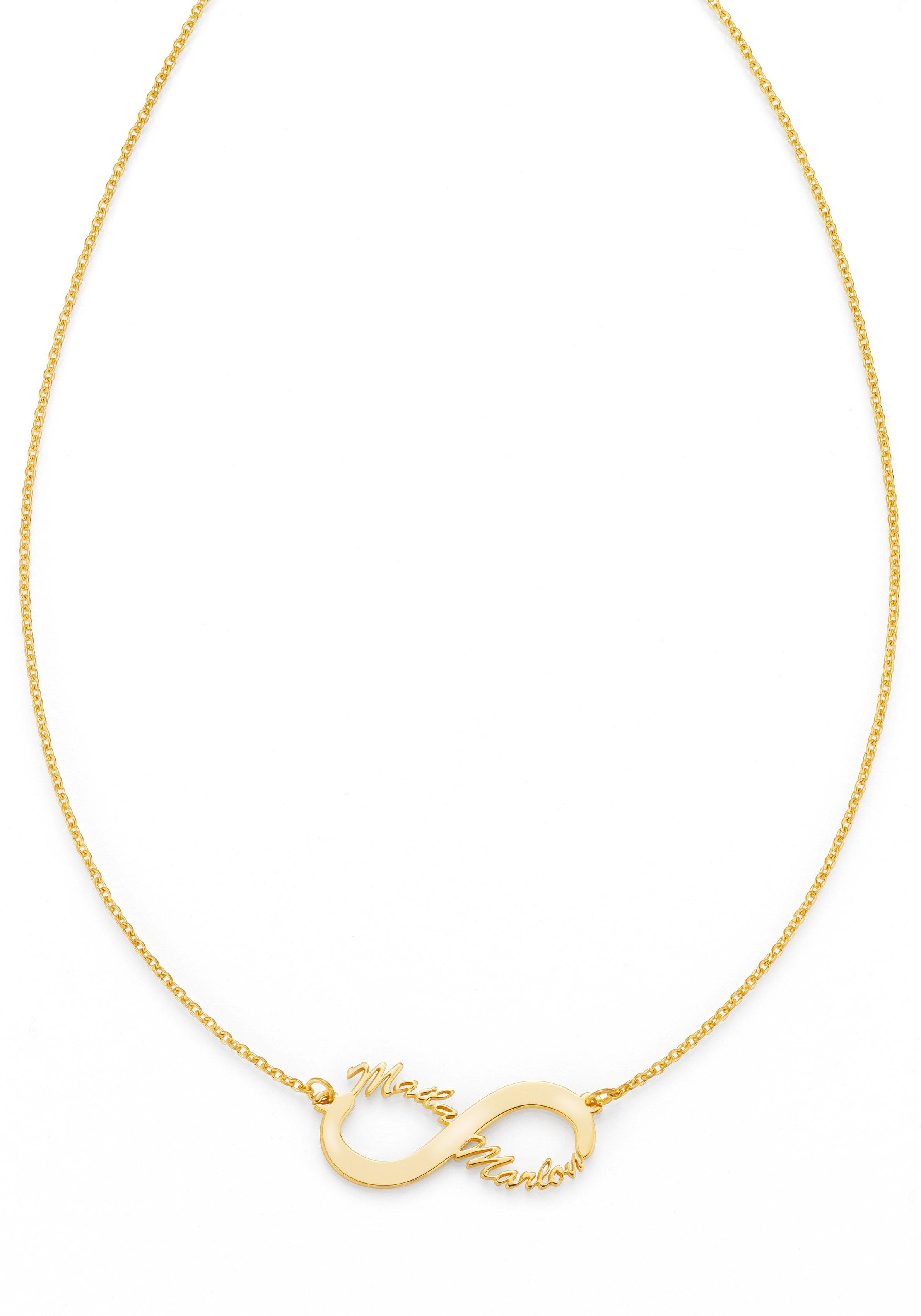 Firetti Namenskette Schmuck Geschenk Silber 925 Halskette mit deinem Namen, GRAVURwunsch per Mail, Anlass Geburtstag Valentinstag Weihnachten gelbgoldfarben