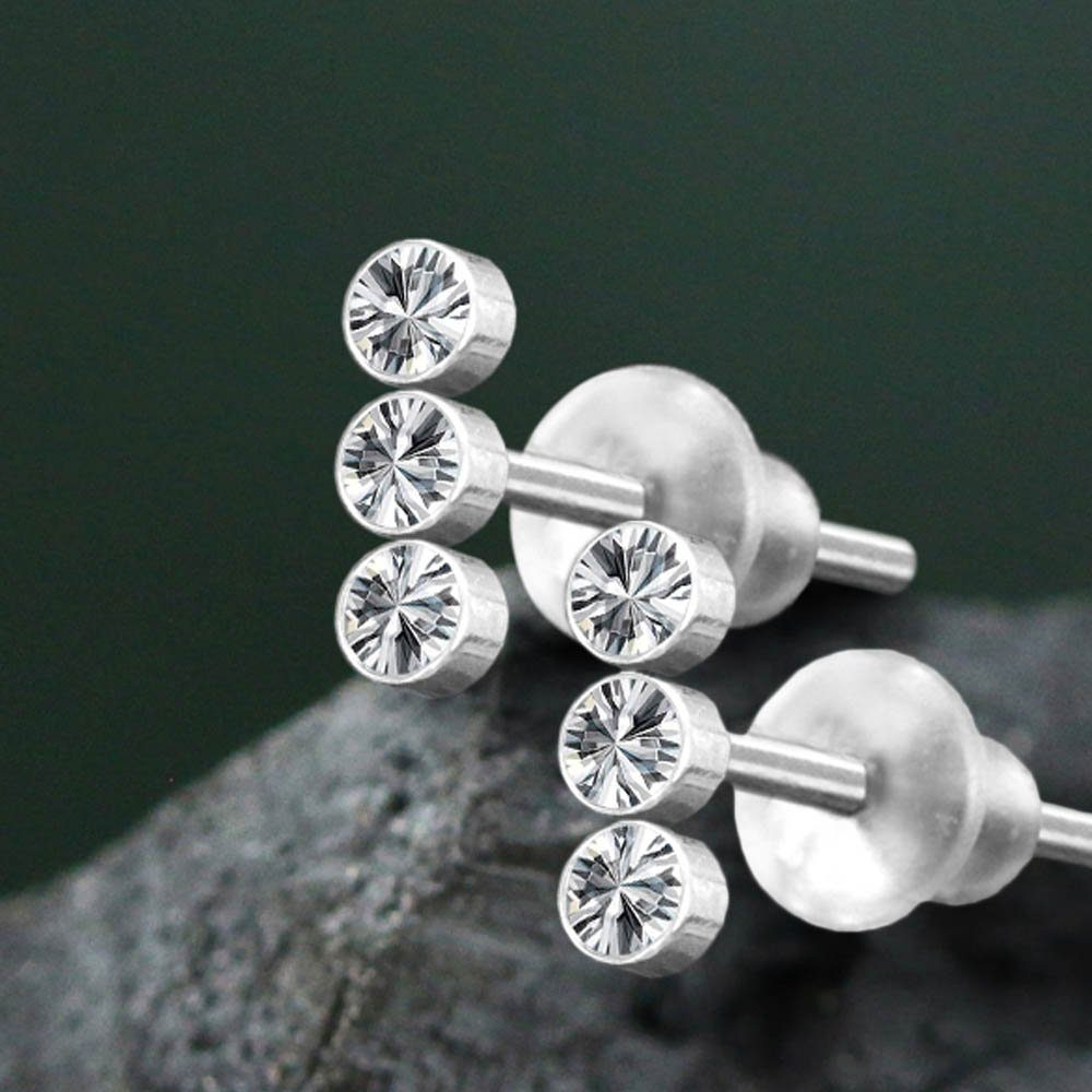 viva-adorno Paar Ohrstecker 3 Zirkonia Kristall günstig online kaufen