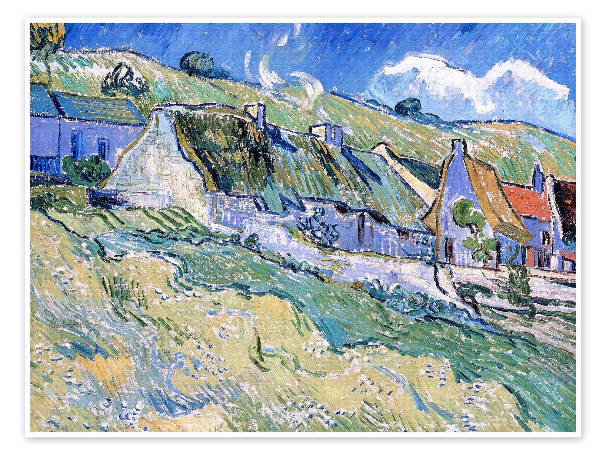 Posterlounge Wandbild Strohgedeckte Häuser in Auvers-sur-Oise, Vincent van Gogh, erhältlich als Poster, Leinwandbild, Wandsticker oder Acrylglasbild