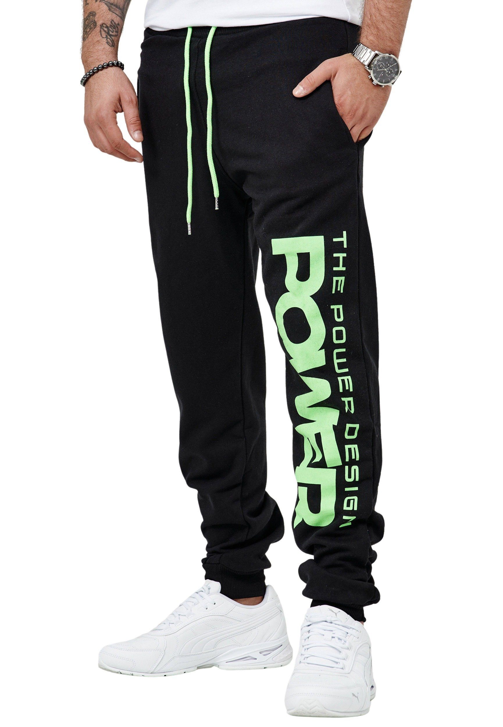 Code47 Jogginghose Code47 Herren Jogginghose JG-6000E (1-tlg) Schwarz/Neongrün