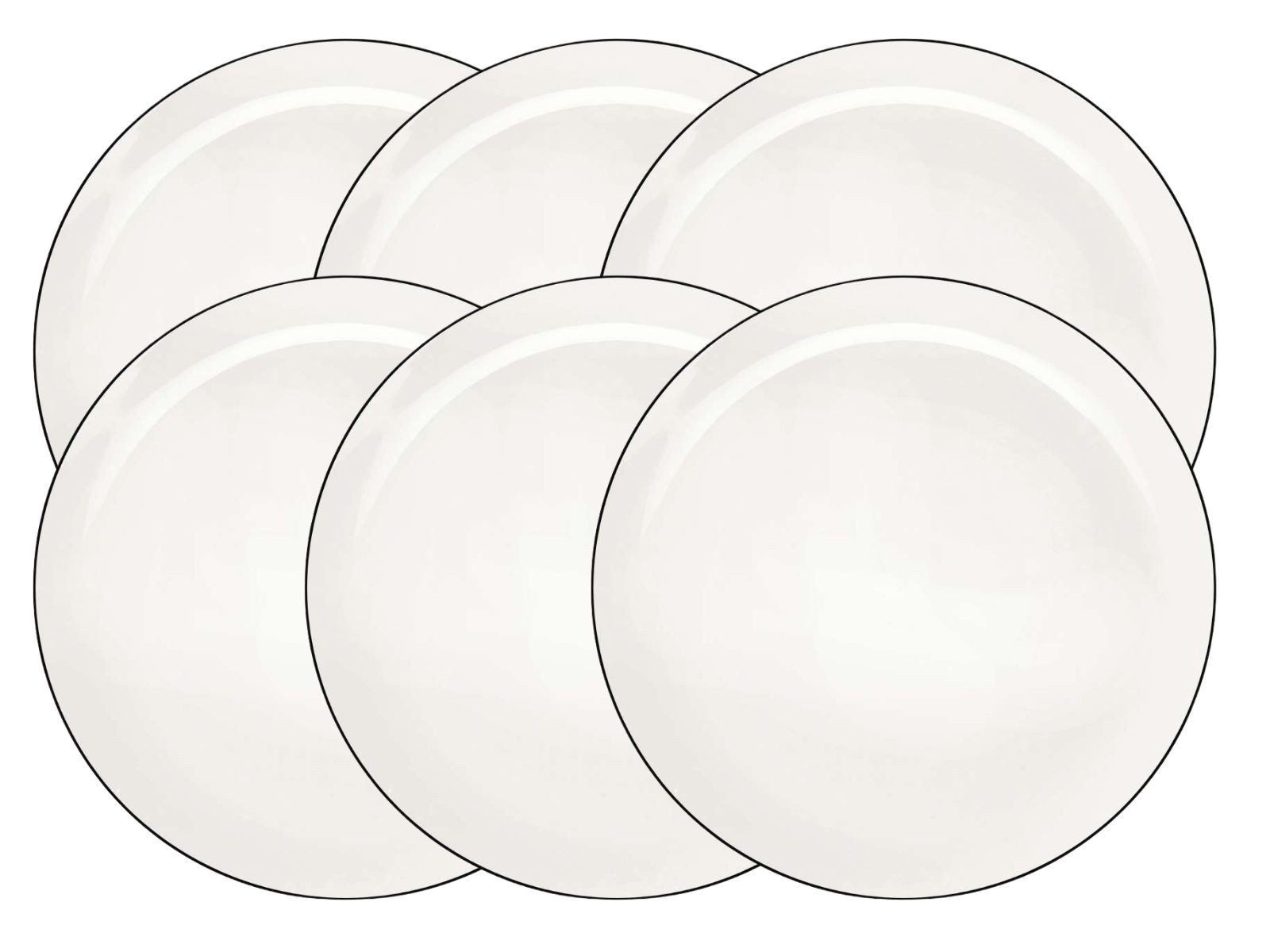 ASA SELECTION Teller-Set Selection à table ligne noire Teller flach 26,5cm Set6 (6-tlg), Fine China