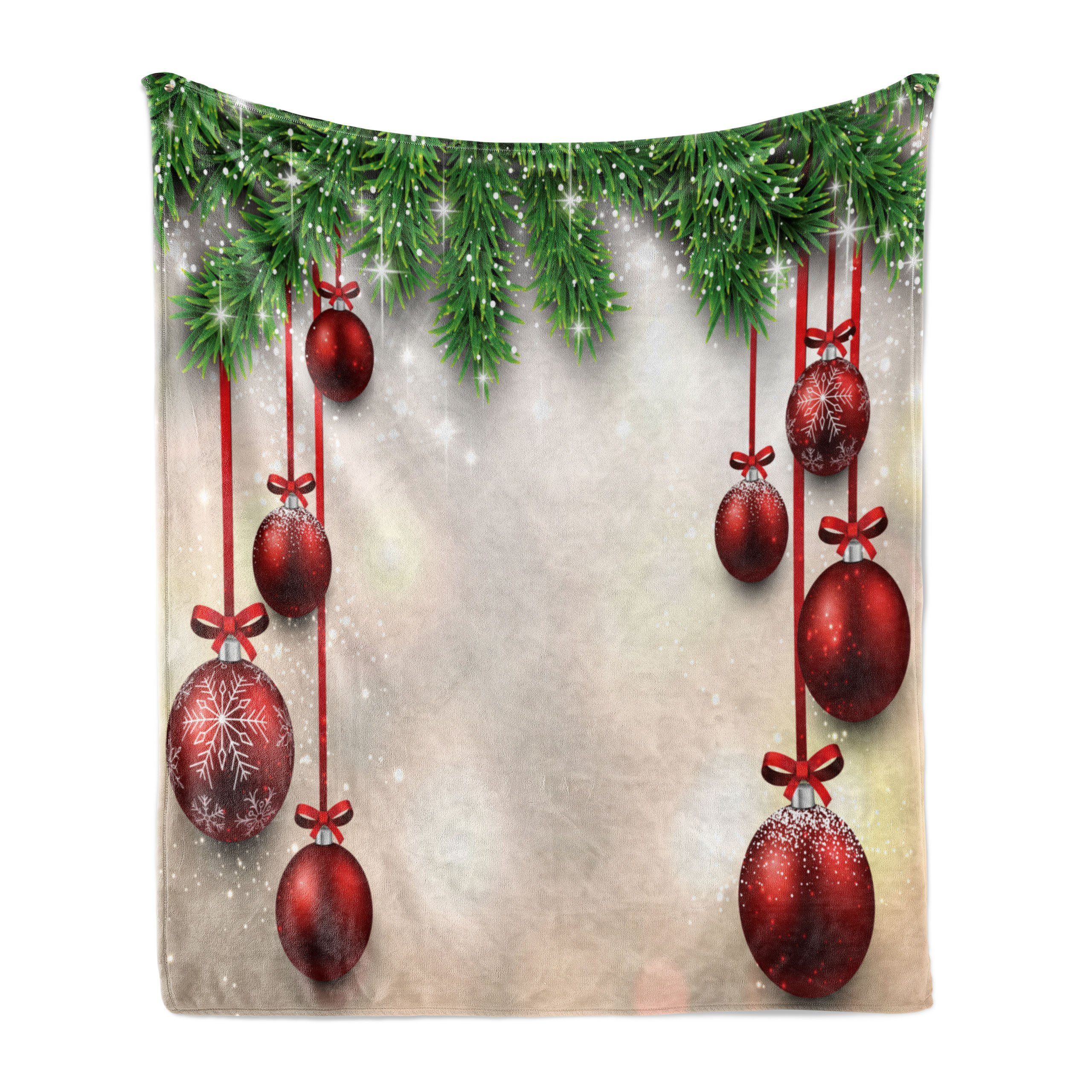 Wohndecke Gemütlicher den Red Plüsch für Innen- Weihnachten Ribbons und Außenbereich, Ball Abakuhaus