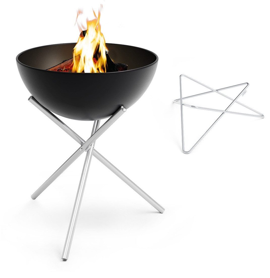 höfats Feuerkorb BOWL 57, 70 Feuerschale, (kippbarer Feuerkorb, Stahl emailliert, raucharme Feuerstelle mit Plancha Grillplatte und Grillrost nutzbar), langlebiges Produkt