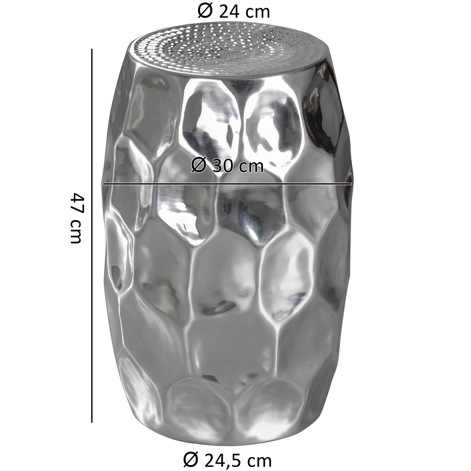 lovingHome® Beistelltisch im Silber Beistelltisch 1 Dekotisch Stück, Design orientalischen (1 Aluminium Anstelltsich), 30x47x30cm