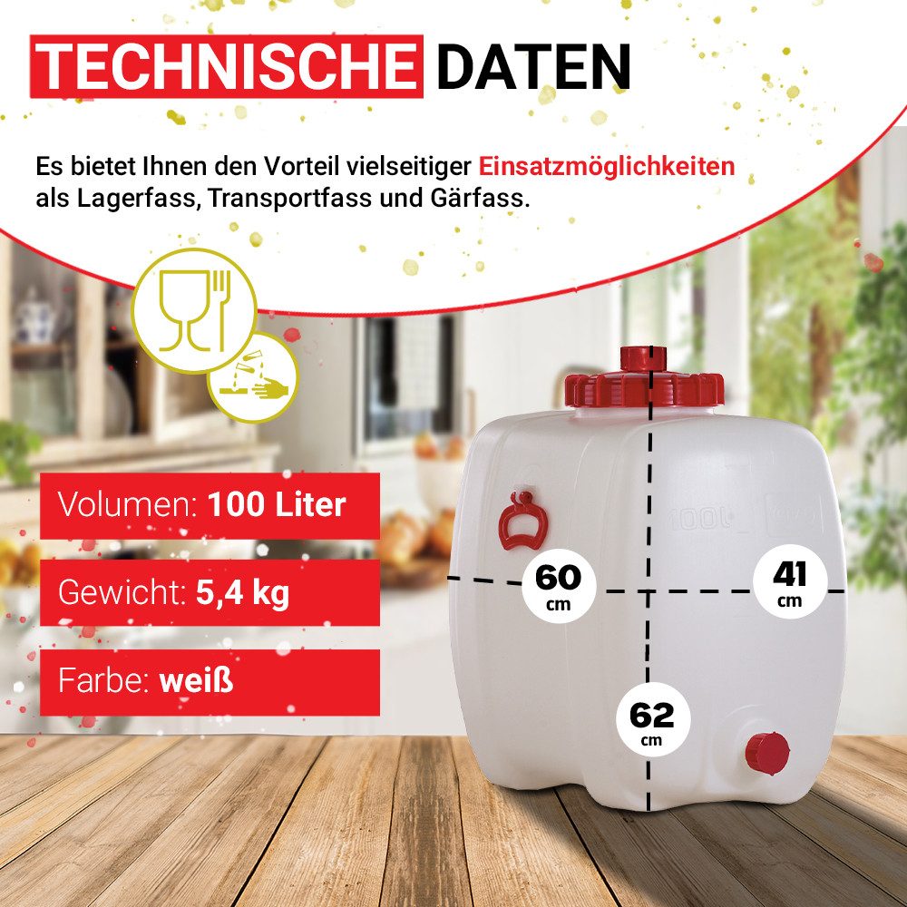 Graf Kanister Universal-Fass 100 Liter oval aus lebensmittelechten PE