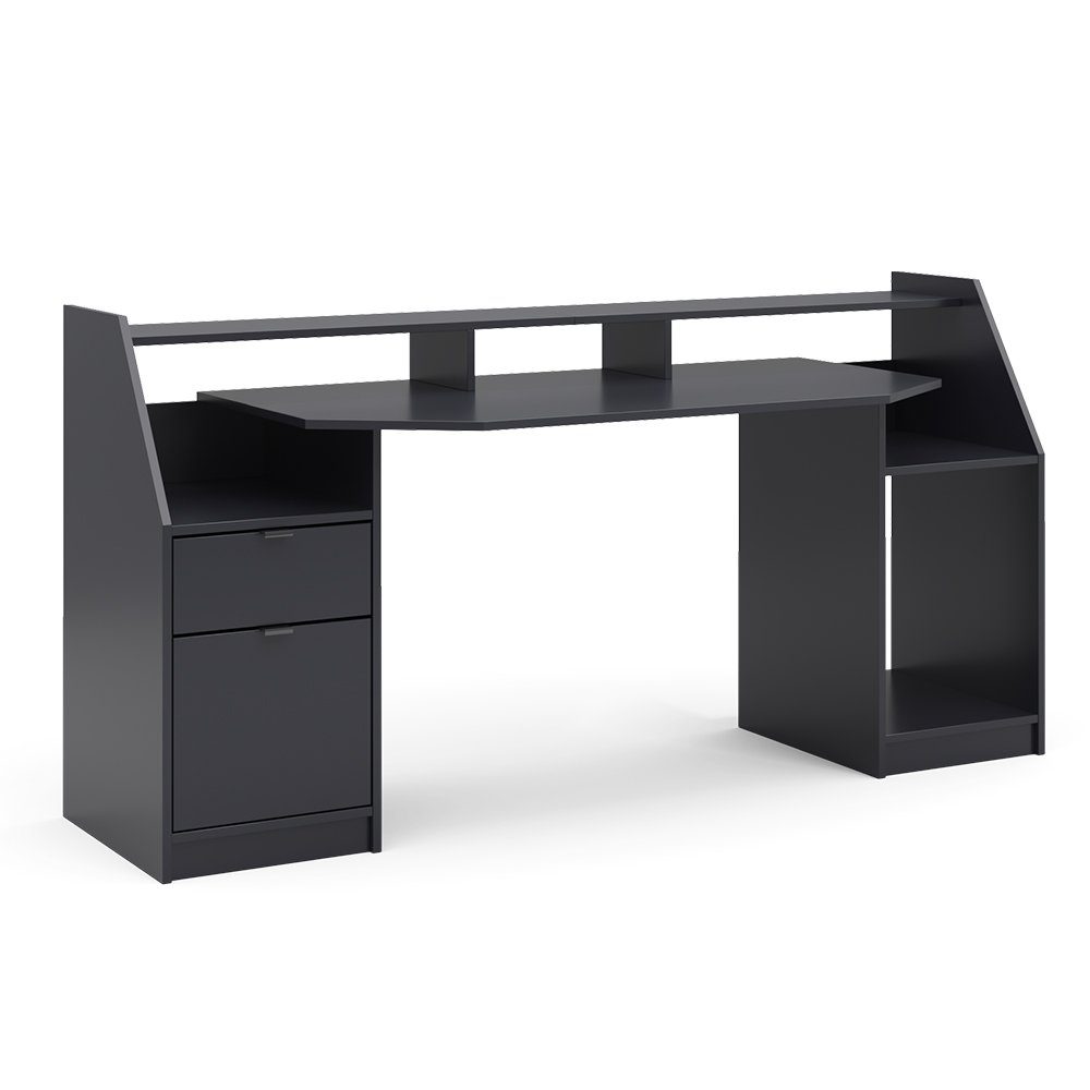 Vicco Schreibtisch Computertisch Bürotisch JOEL | Arbeitstisch Schwarz Schwarz schwarz schwarz 
