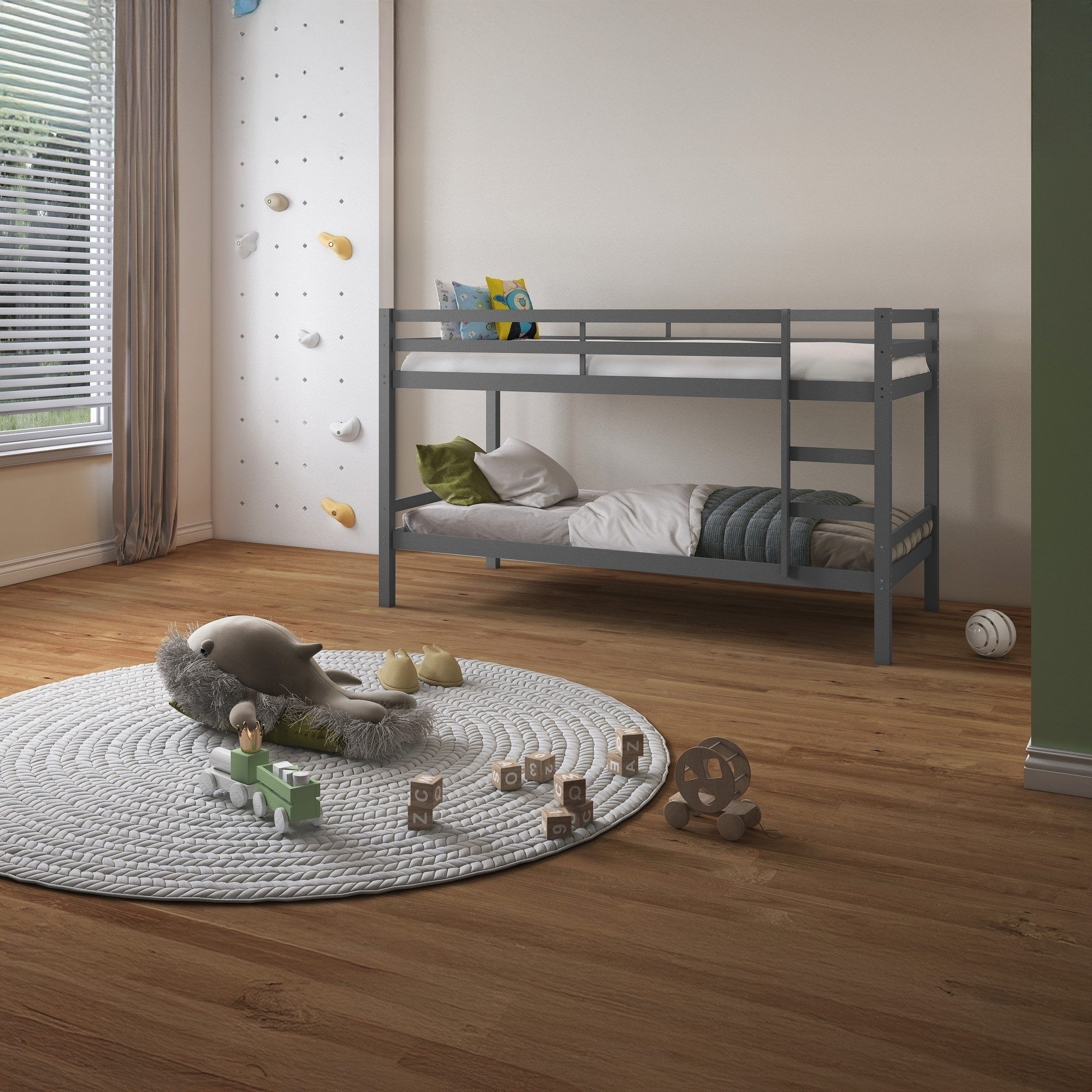 freiraum Etagenbett Athen, inkl. Lattenrost, Kiefer grau - 208x143x103cm (BxHxT)
