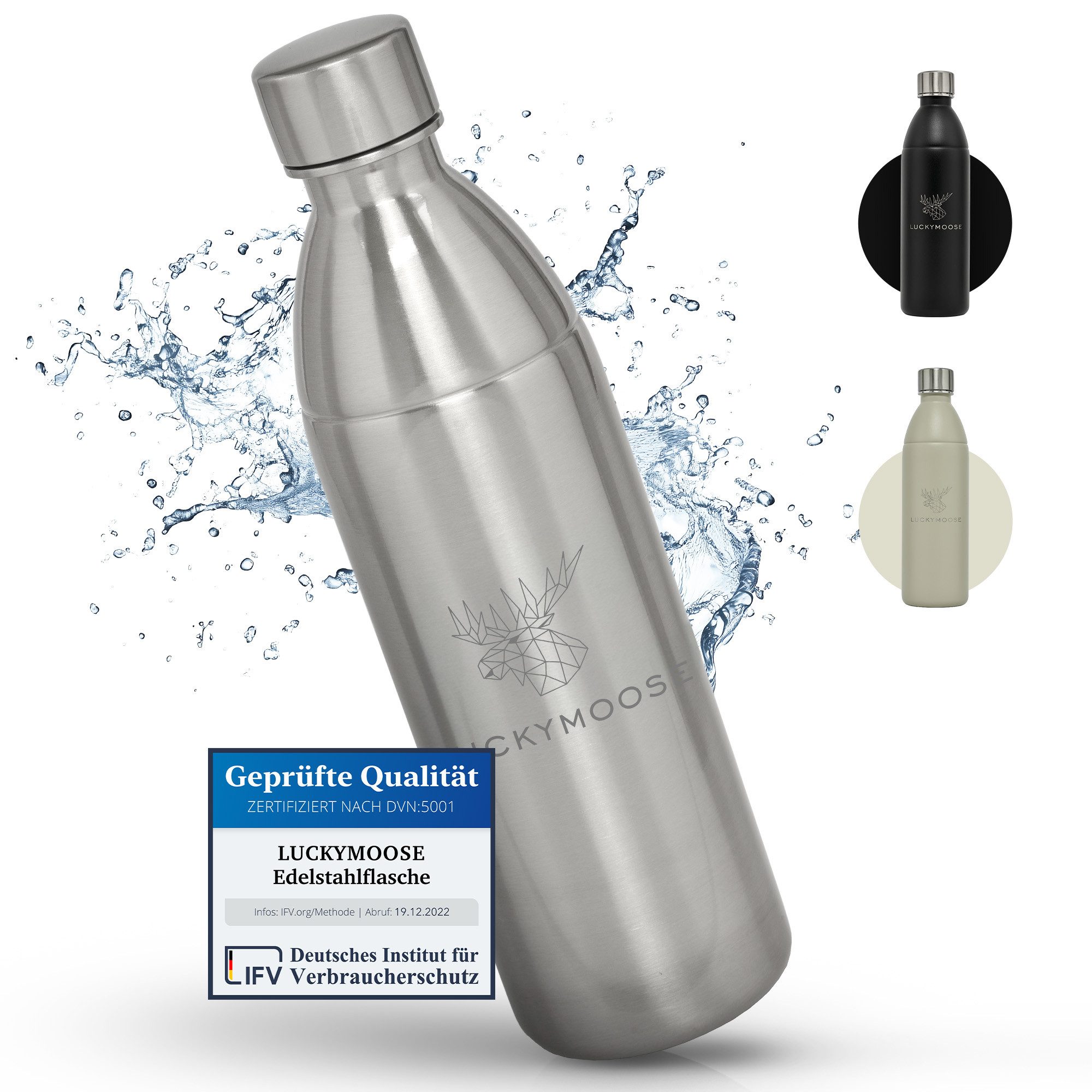 Luckymoose Wassersprudler Flasche Infinity Edelstahlflasche Wassersprudler, (für SodaStream DUO & TERRA), Spülmaschinenfest & ohne Ablaufdatum