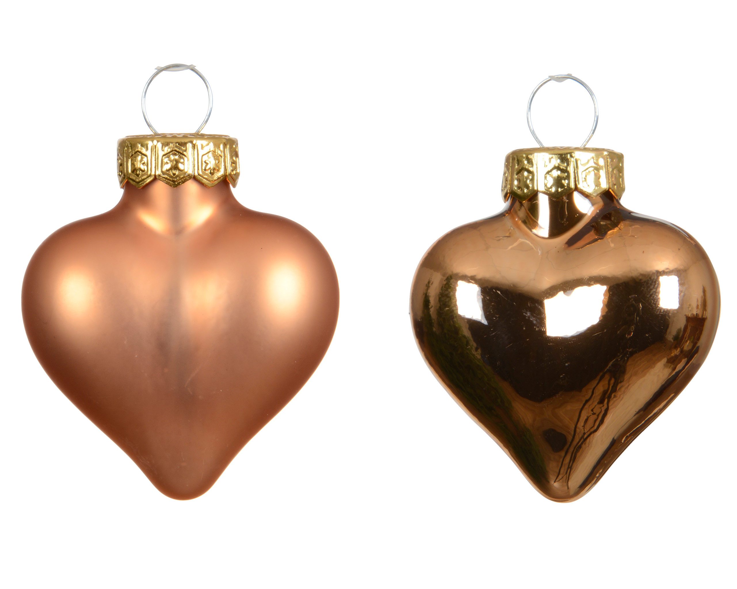 Kaemingk Christbaumschmuck, Christbaumschmuck Herzen 4cm Glas 12 Stück - Brandy