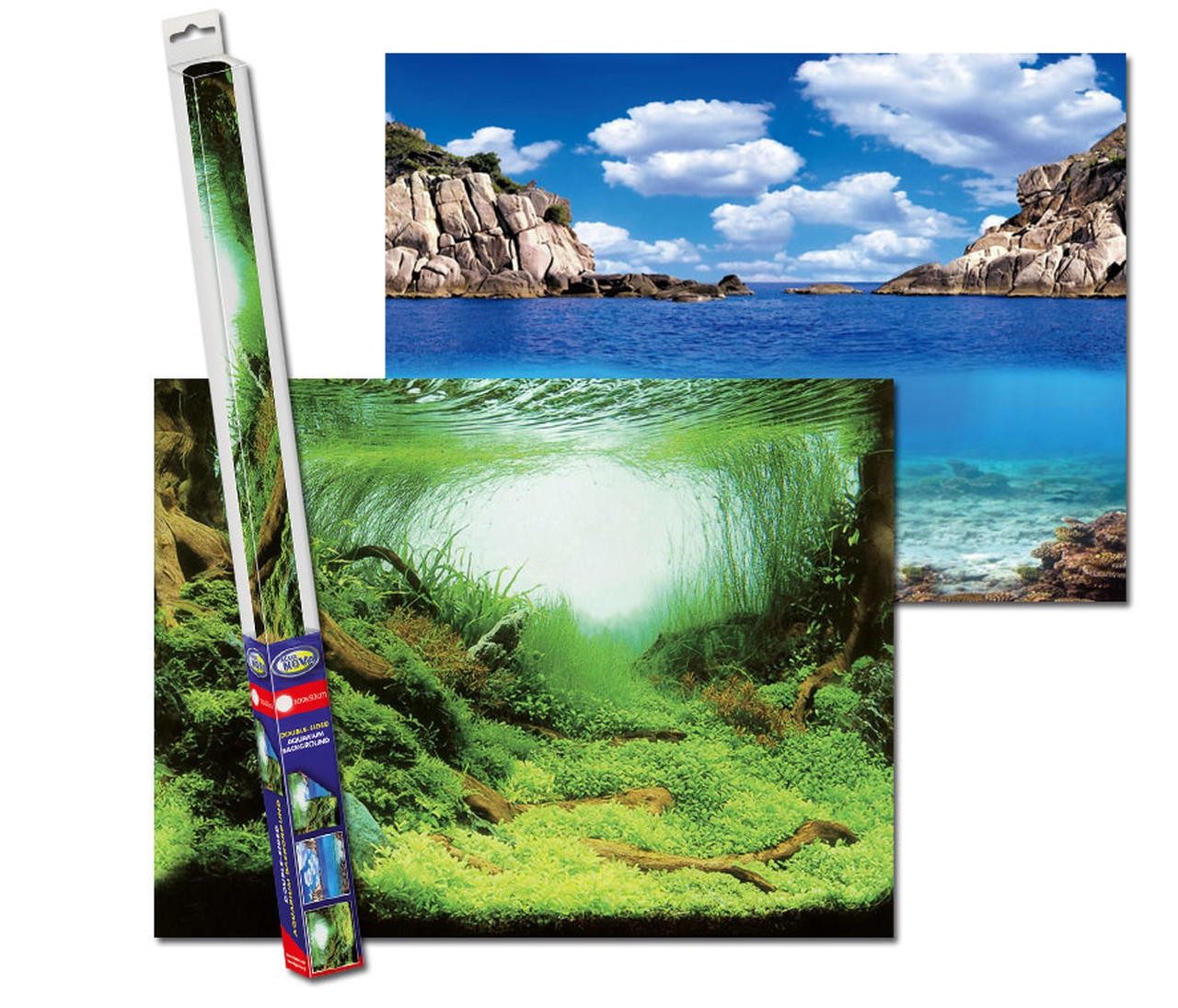 AQUA NOVA Aquarienrückwand Aquarium Rückwandfolie 2in1 doppelseitig, 60x30 / 100x50 / 150x60 cm, Beidseitig Rückwandfolie, Realistische 3D-Optik