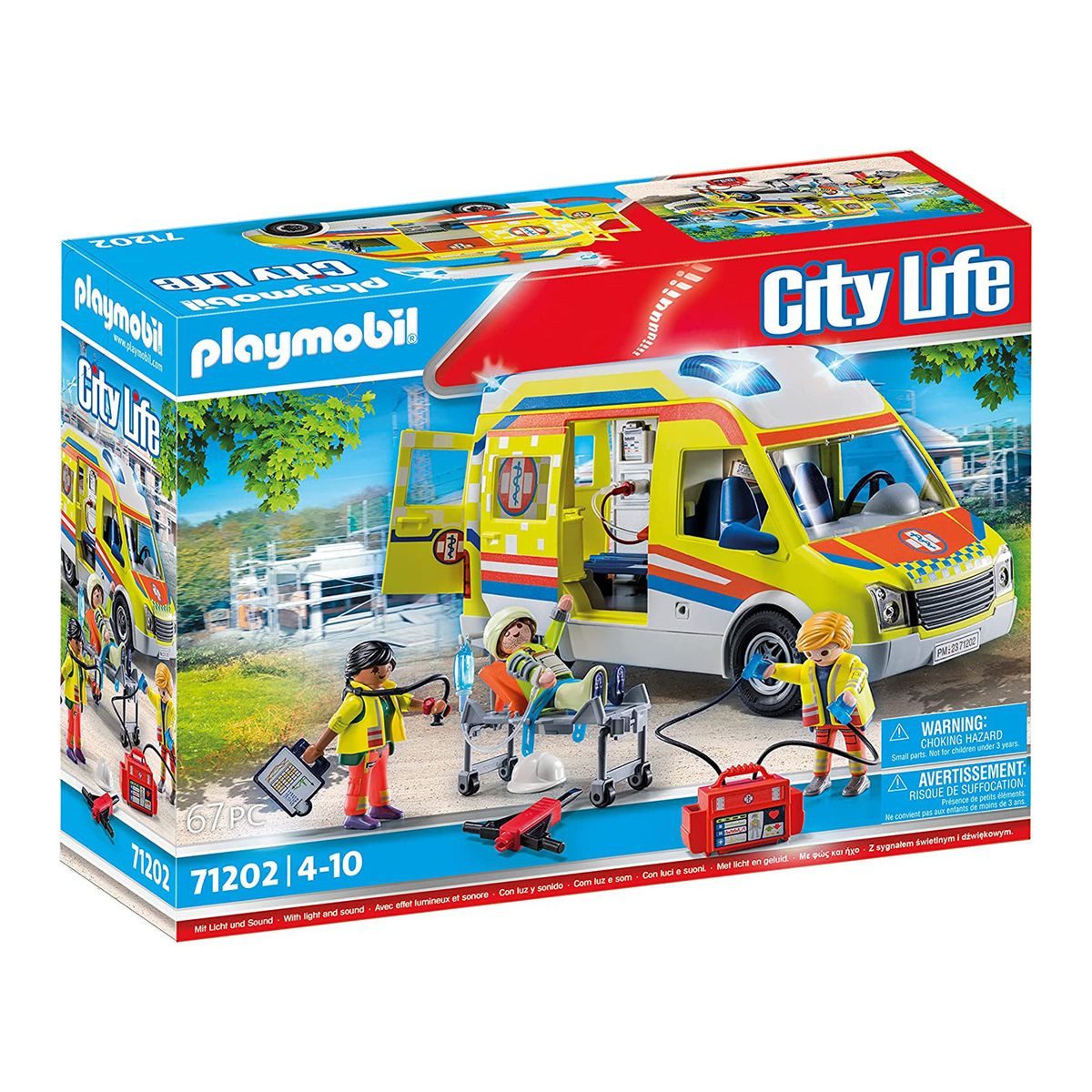 Playmobil® Игрушечный гоночный автомобиль PLAYMOBIL® 71202 - City Life - Rettungswagen mit Licht und Sound