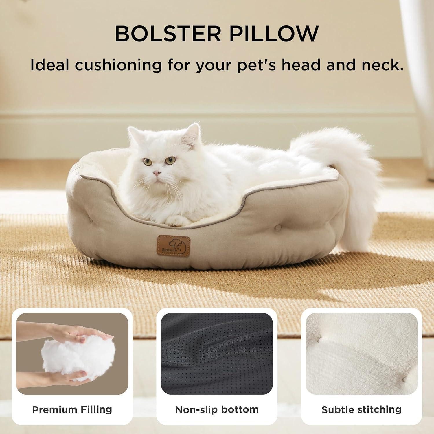 LuxusKollektion Katzenliege Katzenbett waschbar 51x48x15cm Innenkissen Kamel L 51 x B 48 x H 15 cm