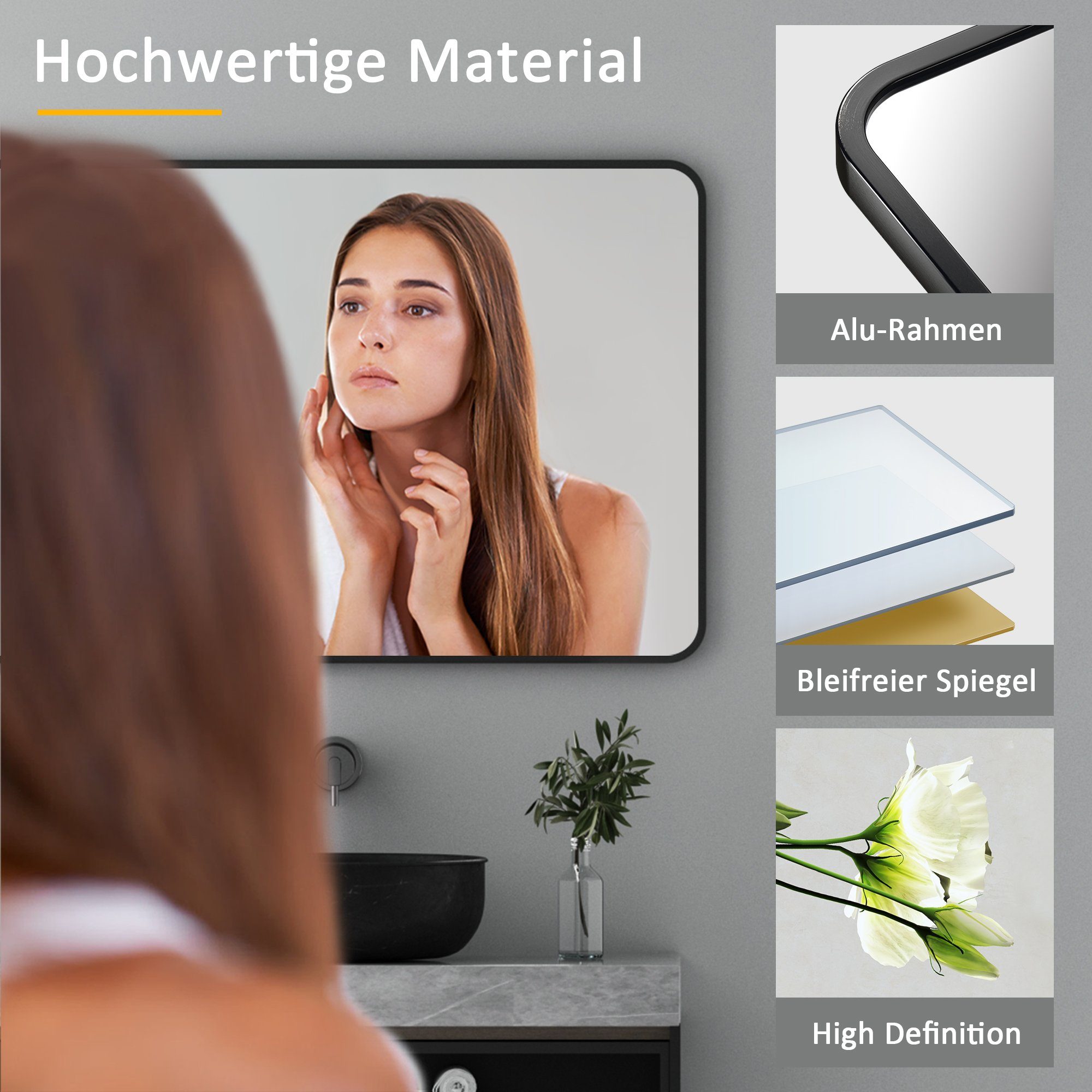WDWRITTI Badspiegel 60x80cm mit 60cm LED günstig online kaufen