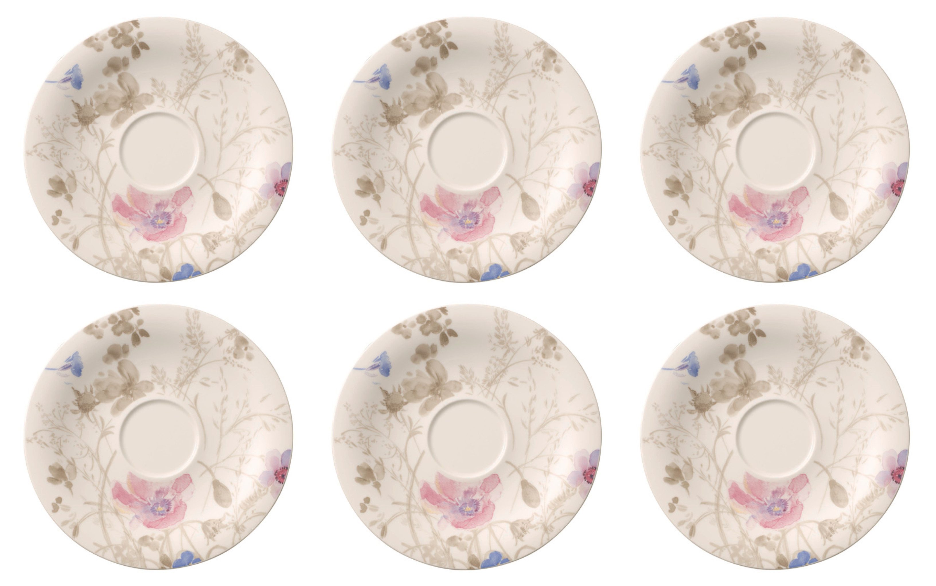 Villeroy & Boch Untertasse Mariefleur Gris, Spülmaschinengeeignet, Mehrfarbig, Blumen, H: cm