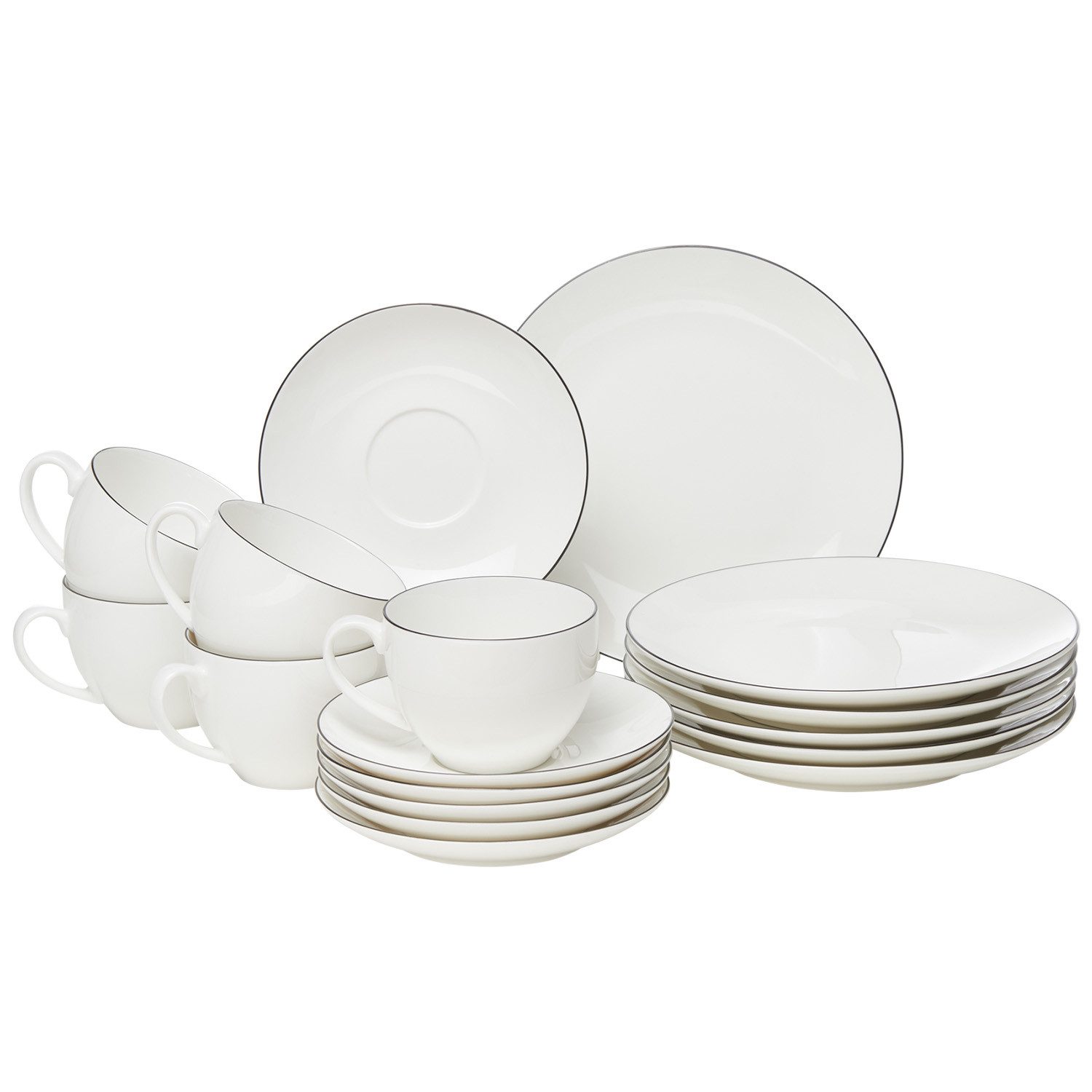 Peill+Putzler Germany Kaffeeservice Bologna Geschirrset für 6 Personen Weiß, 6 Personen, Keramik