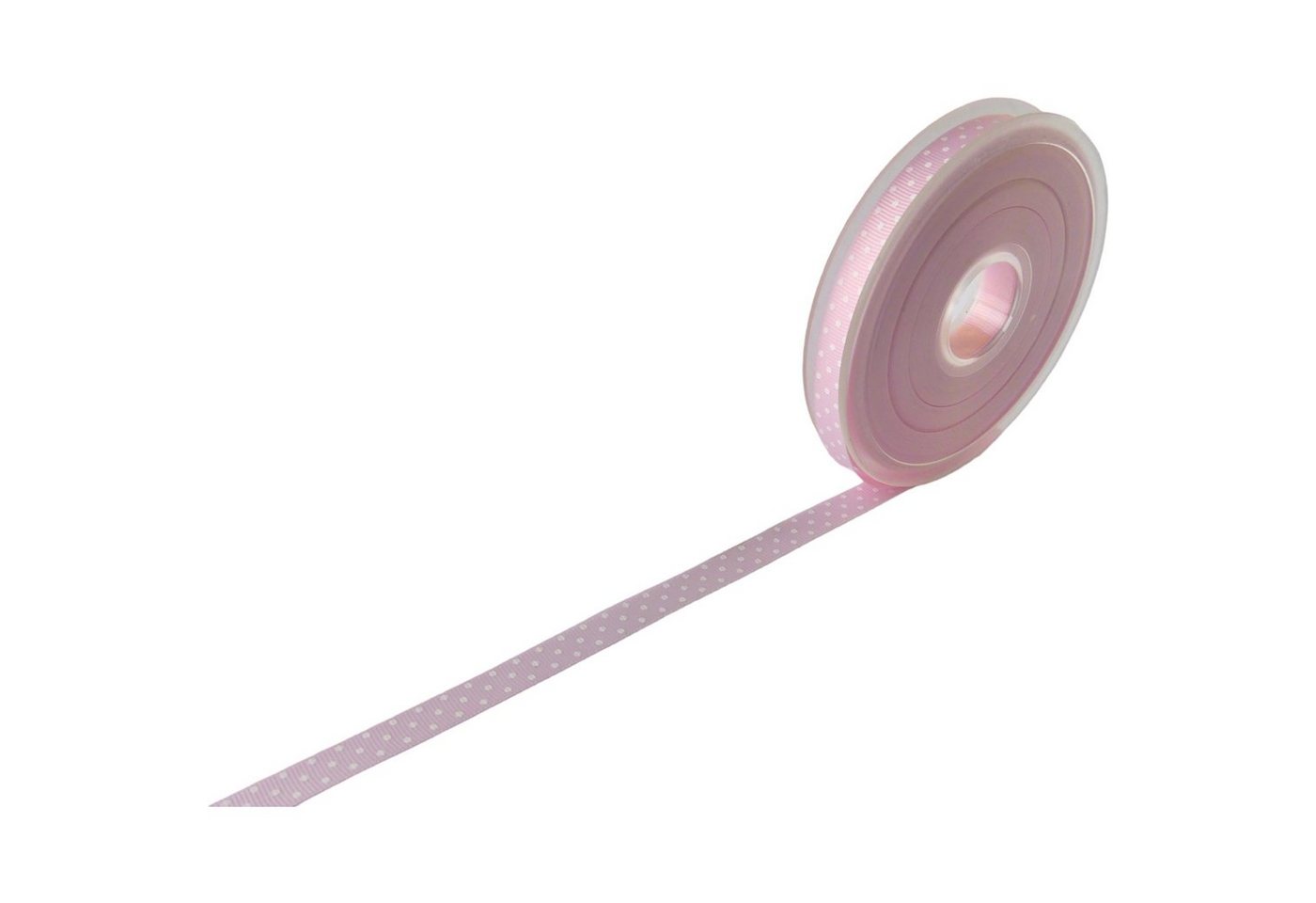Thumbnail - DekoTown Satinband Satinband geriffelt mit Dots Taufe Geburt in Rosa oder Hellblau 10mm x 20m