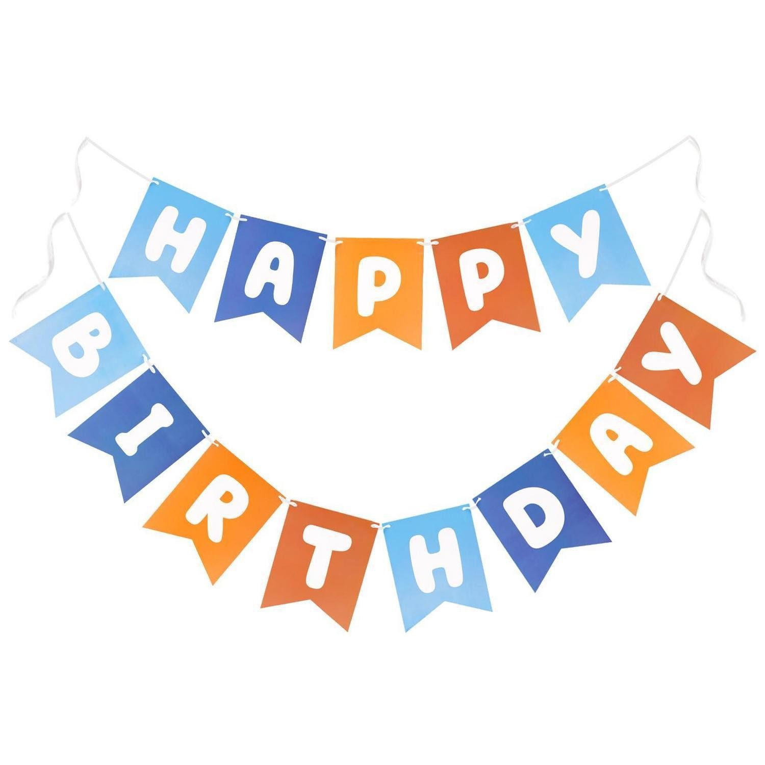 LuxusKollektion Wimpelkette Geburtstag Girlande Blau Orange 6M