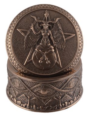 Vogler direct Gmbh Aufbewahrungsbox Pentagrammdose mit Gottheit Baphomet - rund by Veronese, von Hand bronziert, LxBxH: ca. 10x10x6cm