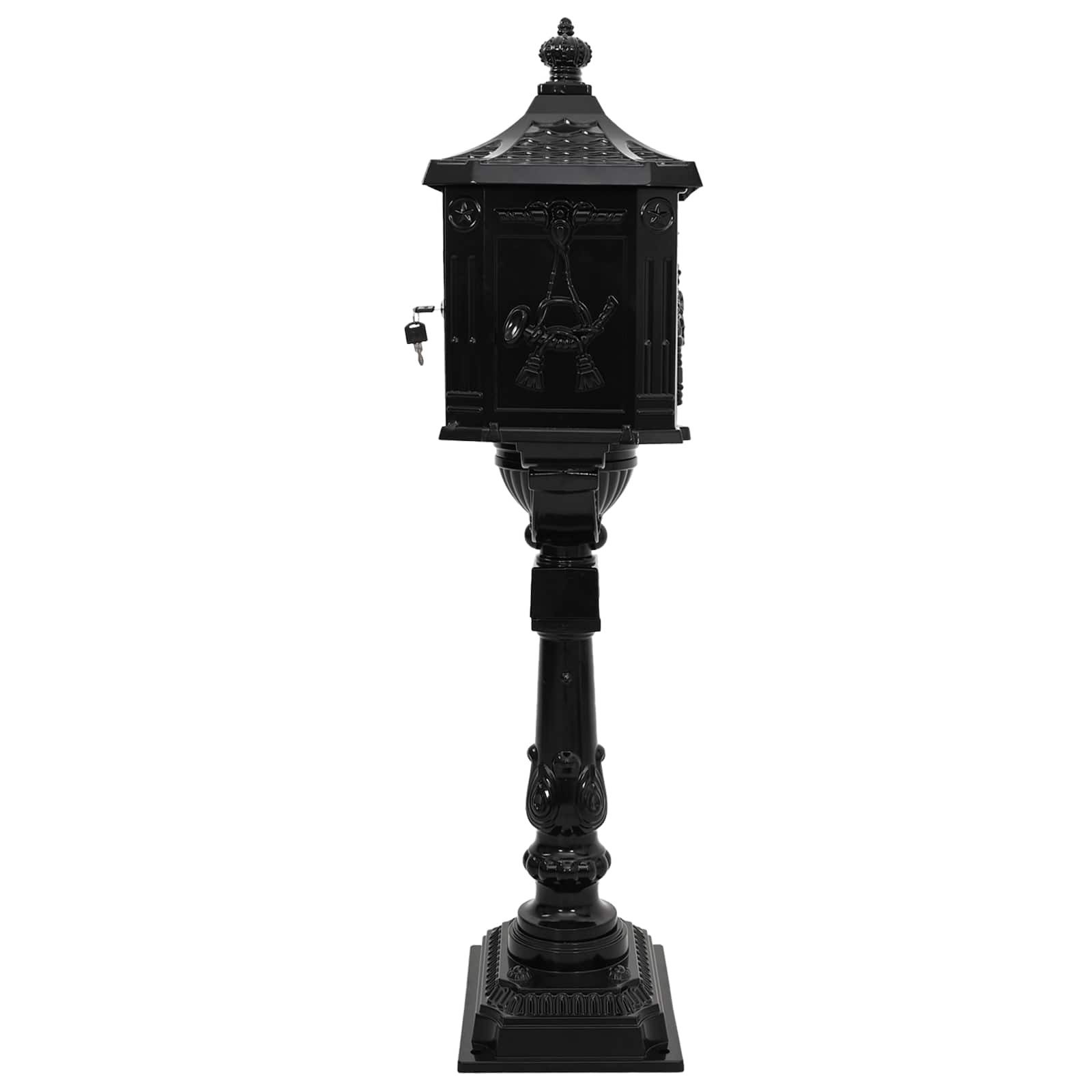 vidaXL Briefkasten Stehender Briefkasten mit Speicher Schwarz 42,5 x 29,5 x 117 cm (1-St)