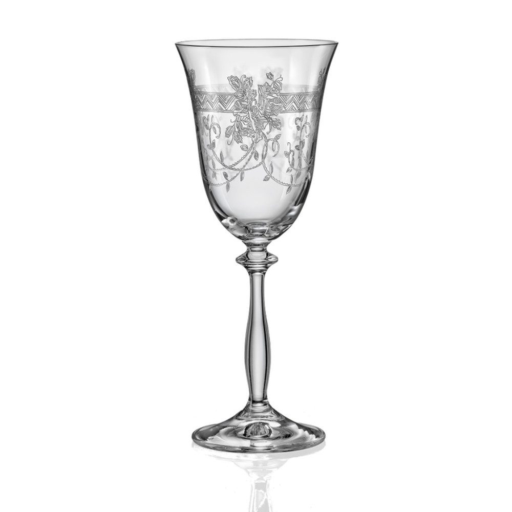 Crystalex Rotweinglas Royal CP010 Ranke 350 ml 6er Set, 6-tlg., Kristallglas, Kristallglas, Pantografie, identische Gravur