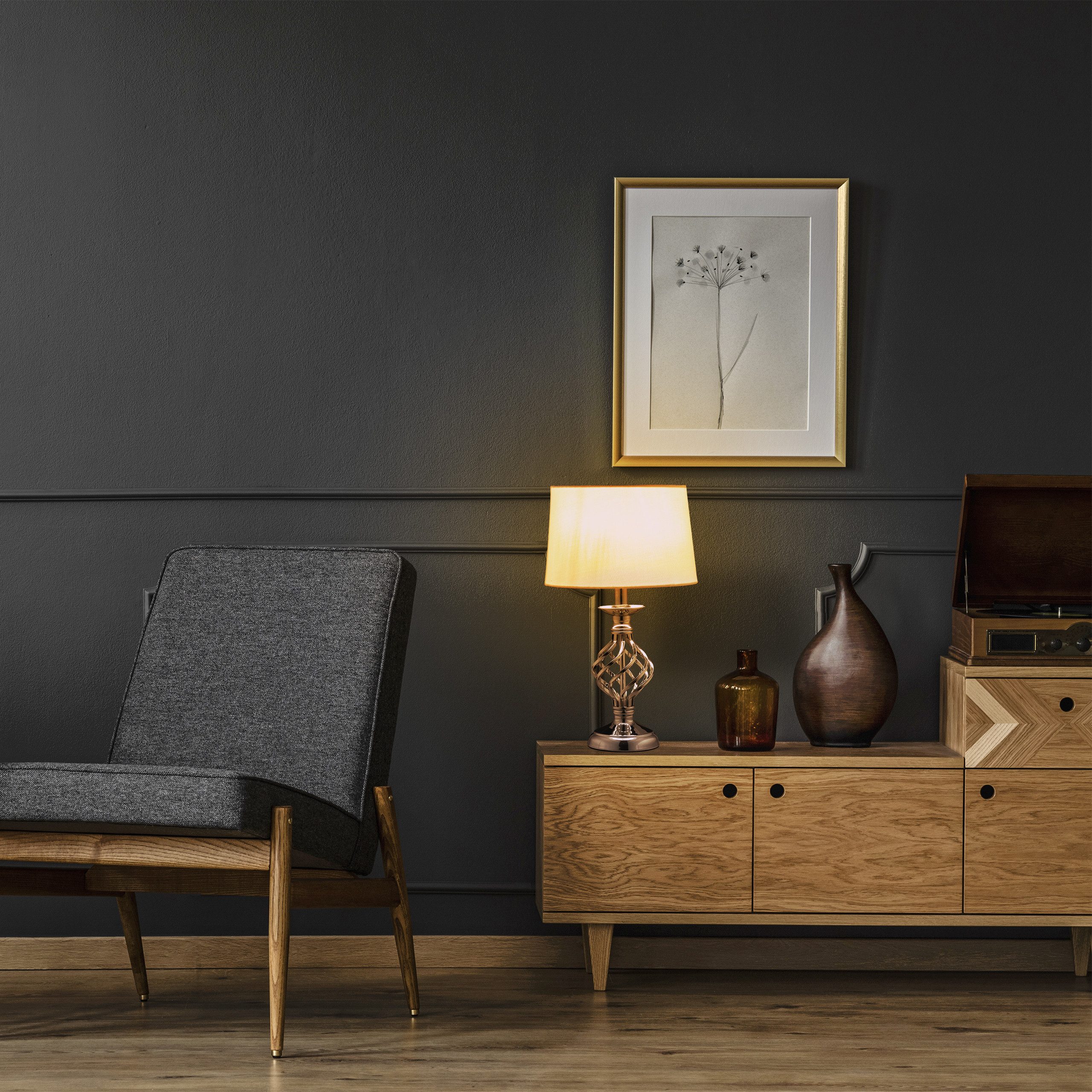 relaxdays Tischleuchte Tischlampe modern dimmbar, gold