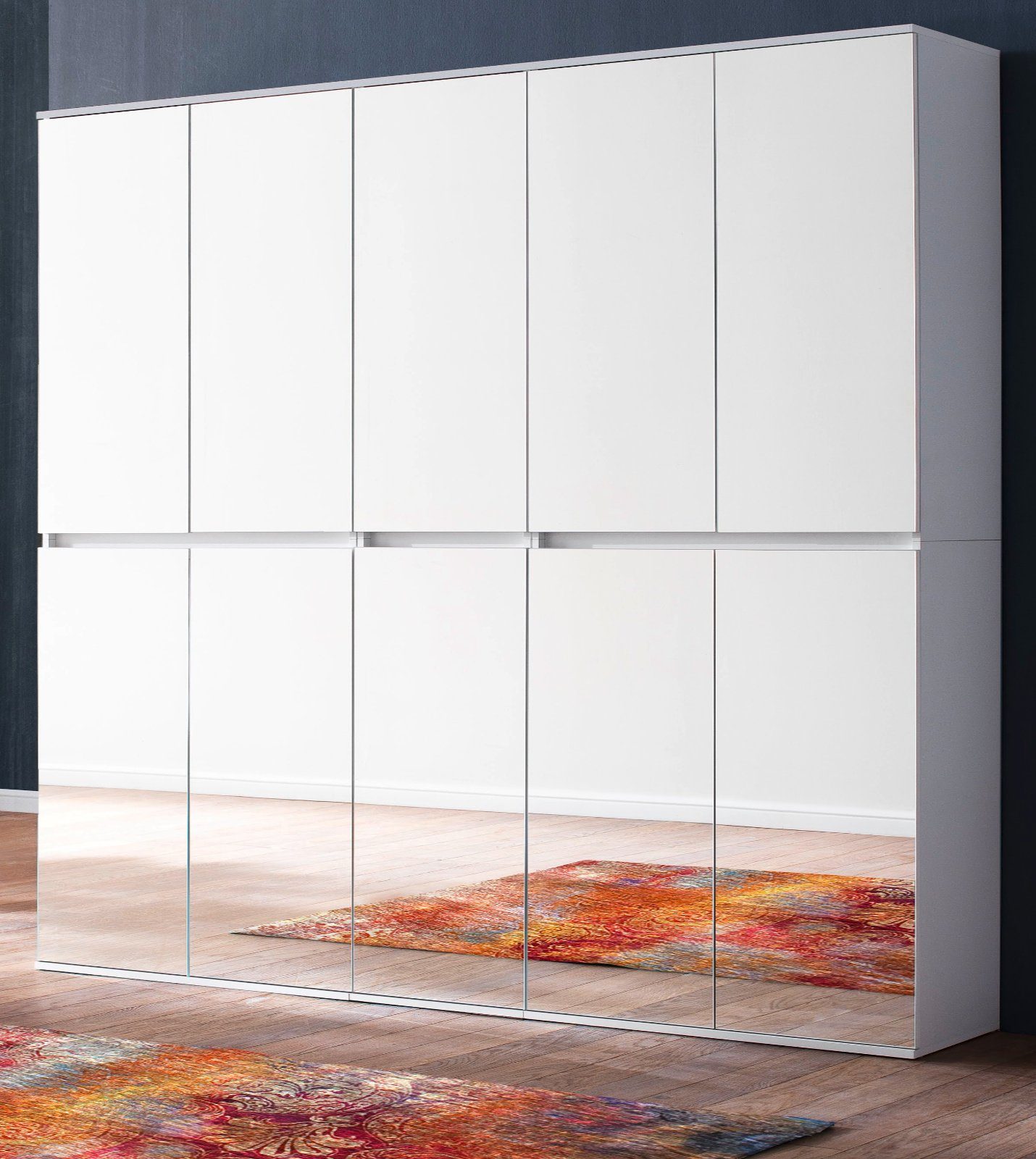 trendteam Garderobenschrank Mirror (Schuhschrank in weiß, 10-türig, 185 x  191 cm) variable Inneneinteilung, bis zu 29 Fächer