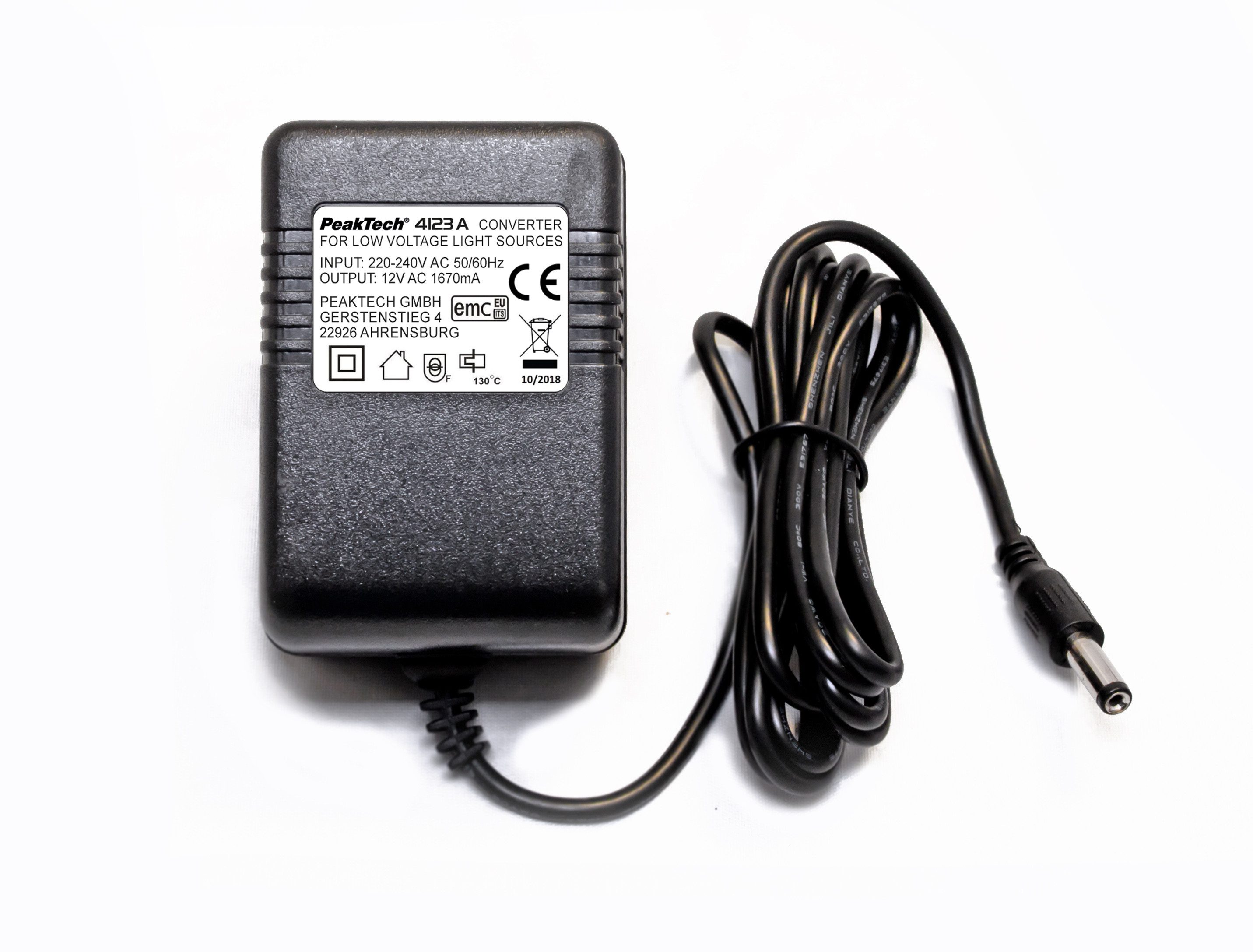 PeakTech Konverter für Niedervoltlichtquellen, 12 V AC/AC Steckernetzteil