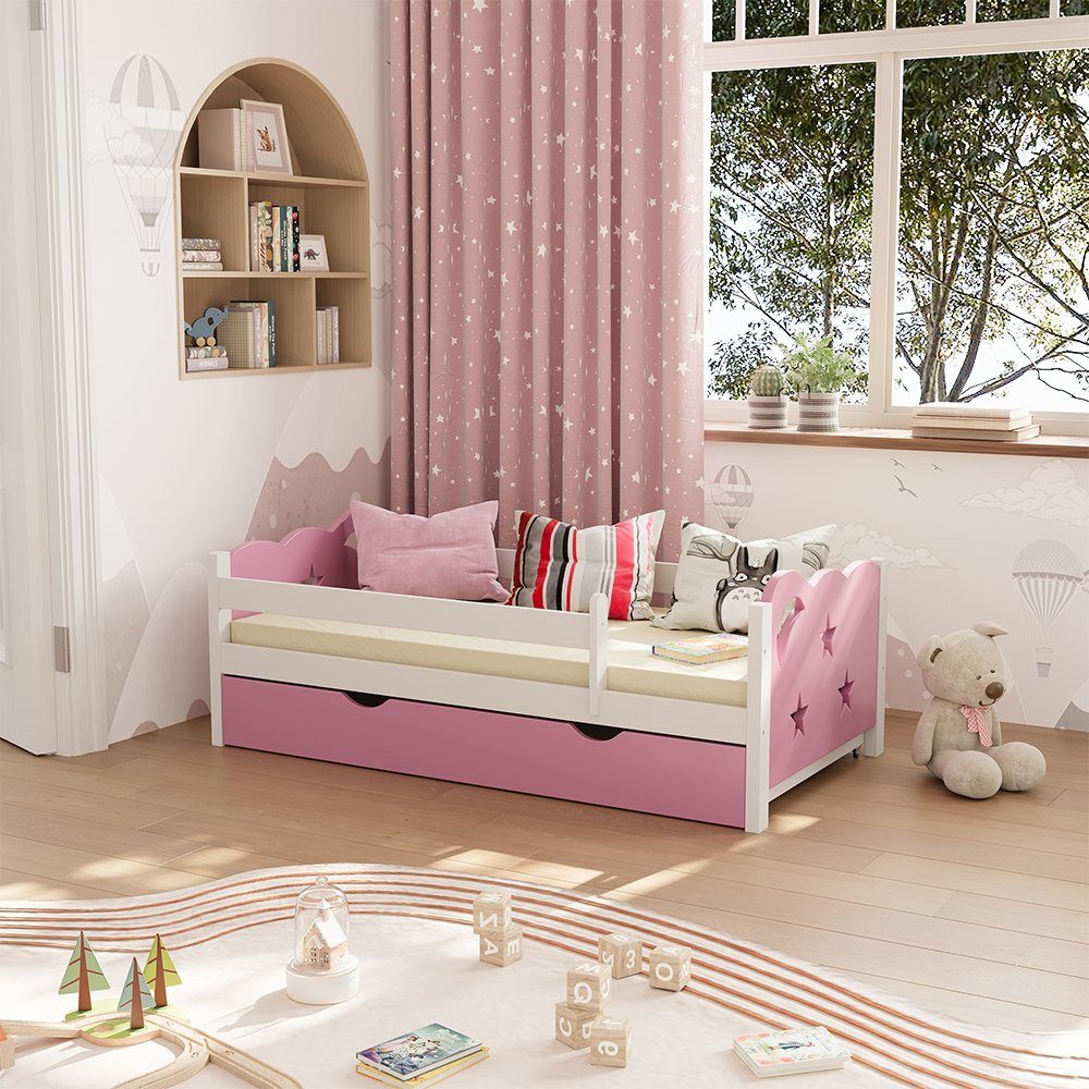 VitaliSpa® Kinderbett Jessica, Rosa/Weiß, 70x140 cm mit Schublade, ohne Mat günstig online kaufen