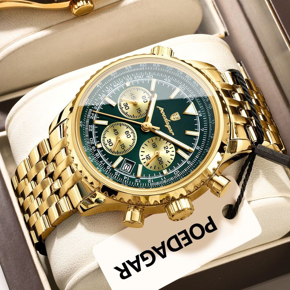 POEDAGAR Quarzuhr Poedagar Herren-Armbanduhr Chronograph Quarz Edelstahl 960