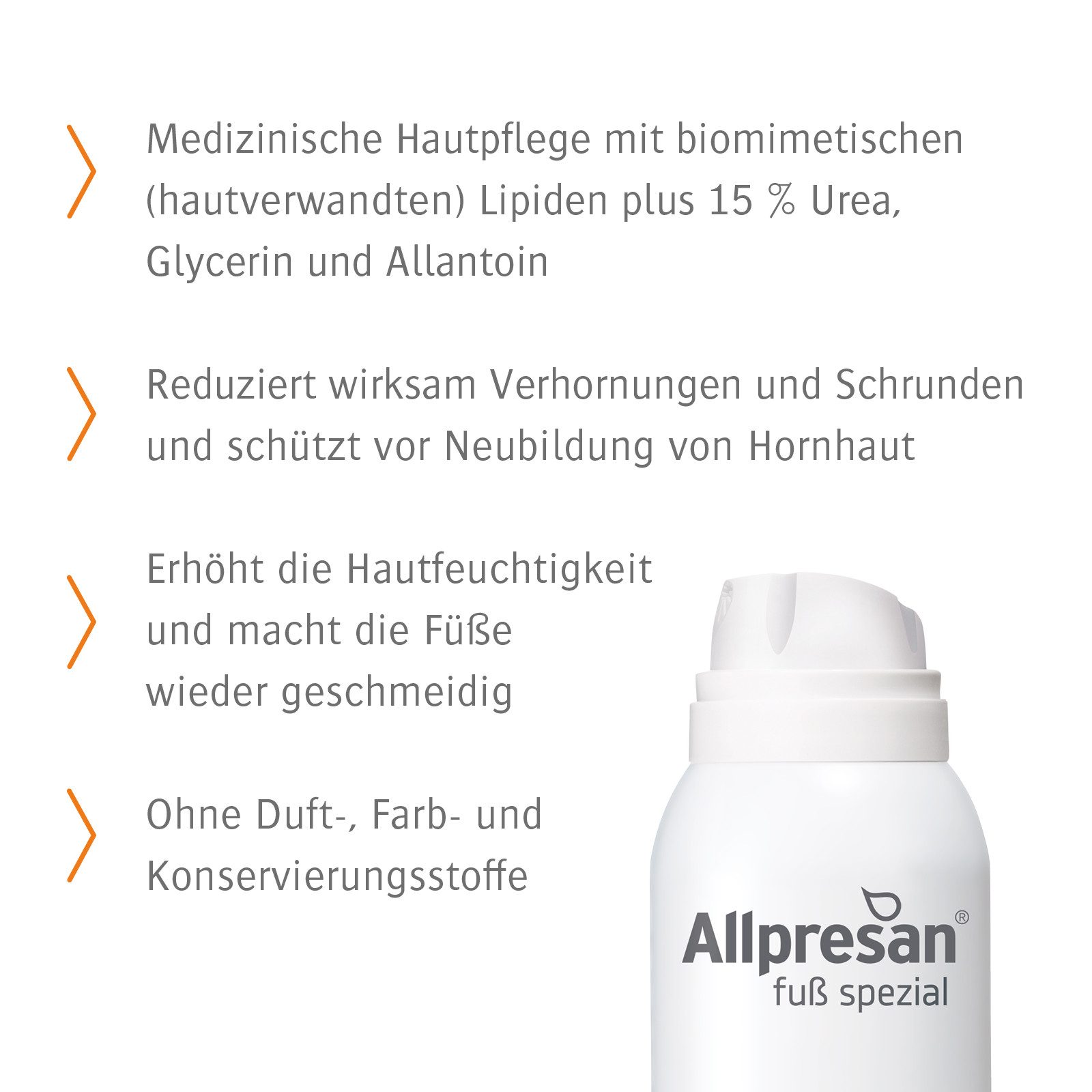 Allpresan Fußschaum Allpresan Fuß spezial 4 Hornhaut und Schrunden -Produkt wählbar- Mit Milchsäure und 15% Urea, 1-tlg., Medizinische Fußpflege mit biomimetischen (hautverwandten) Lipiden
