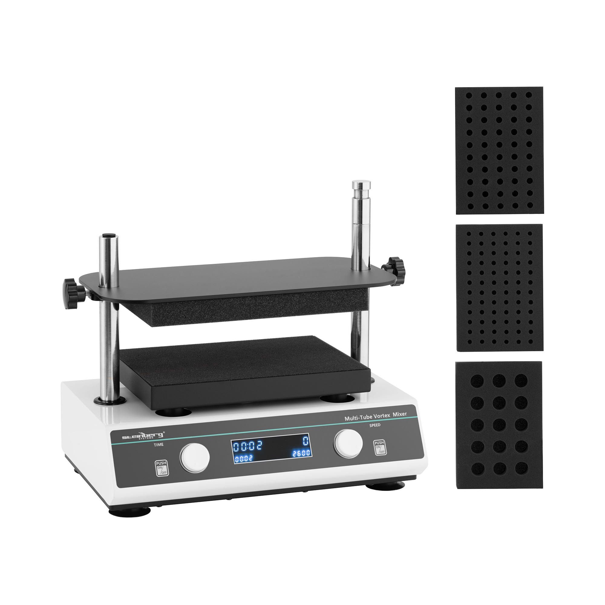 Steinberg Systems Rührquirl Multi Vortex Mixer 500 - 3000 U/min Timer 24 h LCD Vortex Schüttler 3, L: 45.5 cm